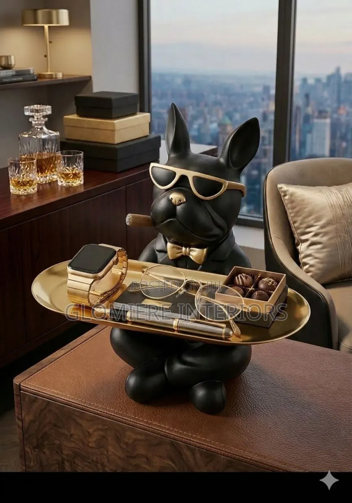 Luxury Bulldog Tray Decor – Modern Statement Piece
