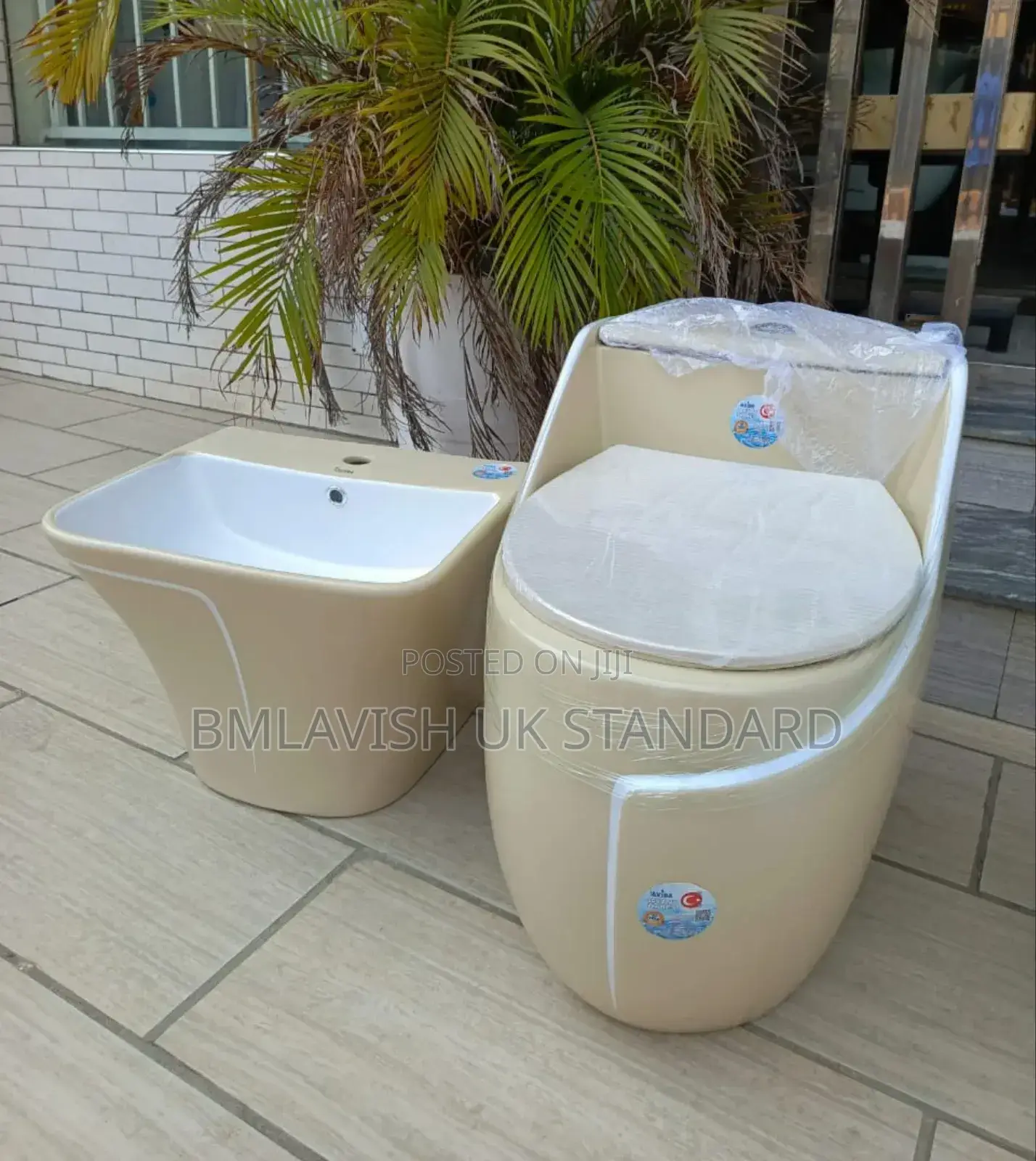 Original England Egg Toilet Seat Set With Suspended Basin.