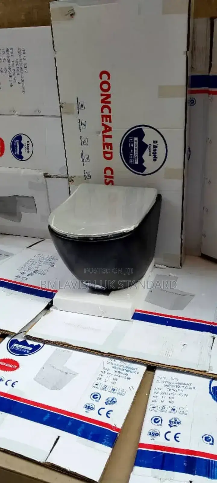 Complete Set of Black Concealed Water Closet With Tank and Accessories
