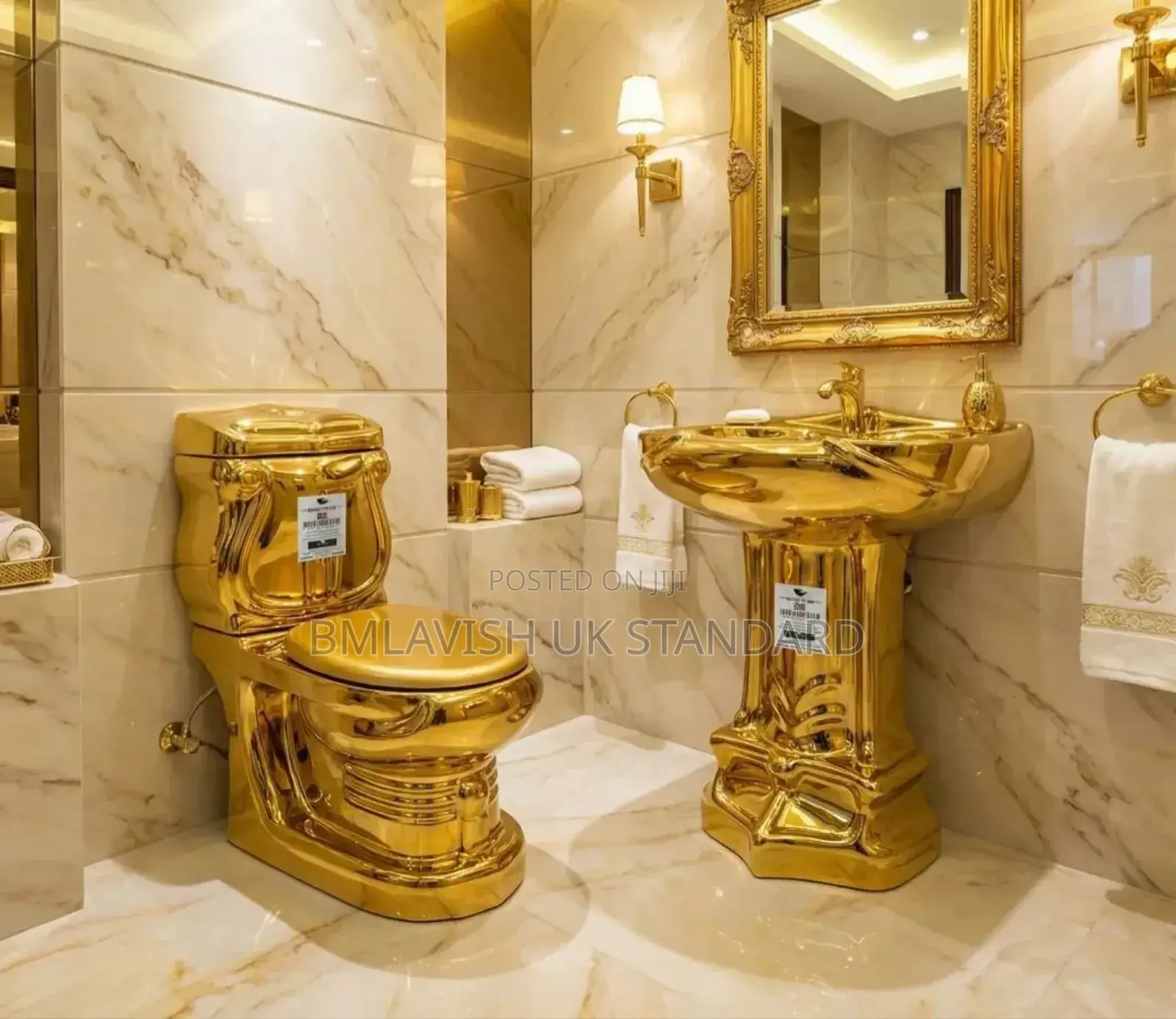 Luxury Queen Gold Water Closet Set With Standing Wash Hand Basin