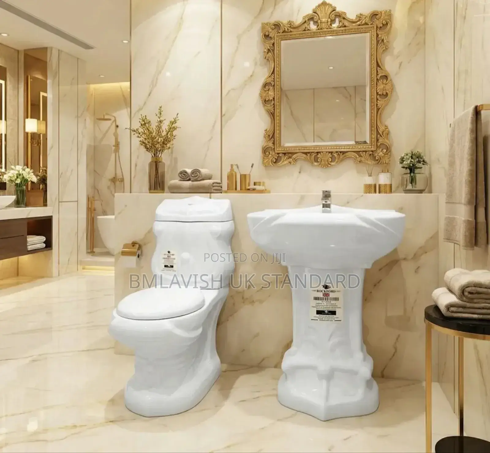 Luxury Queen White Water Closet With Standing Wash Hand Basin