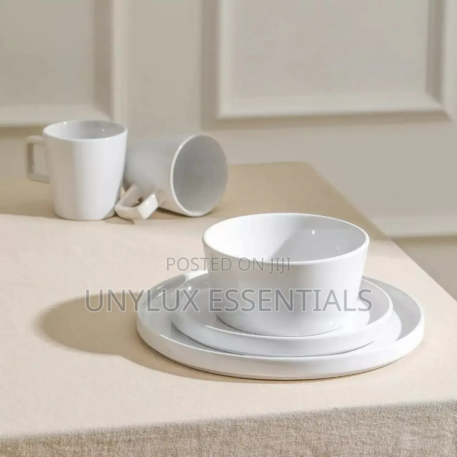 16pcs Luxury Stoneware Dinner Set 
- White