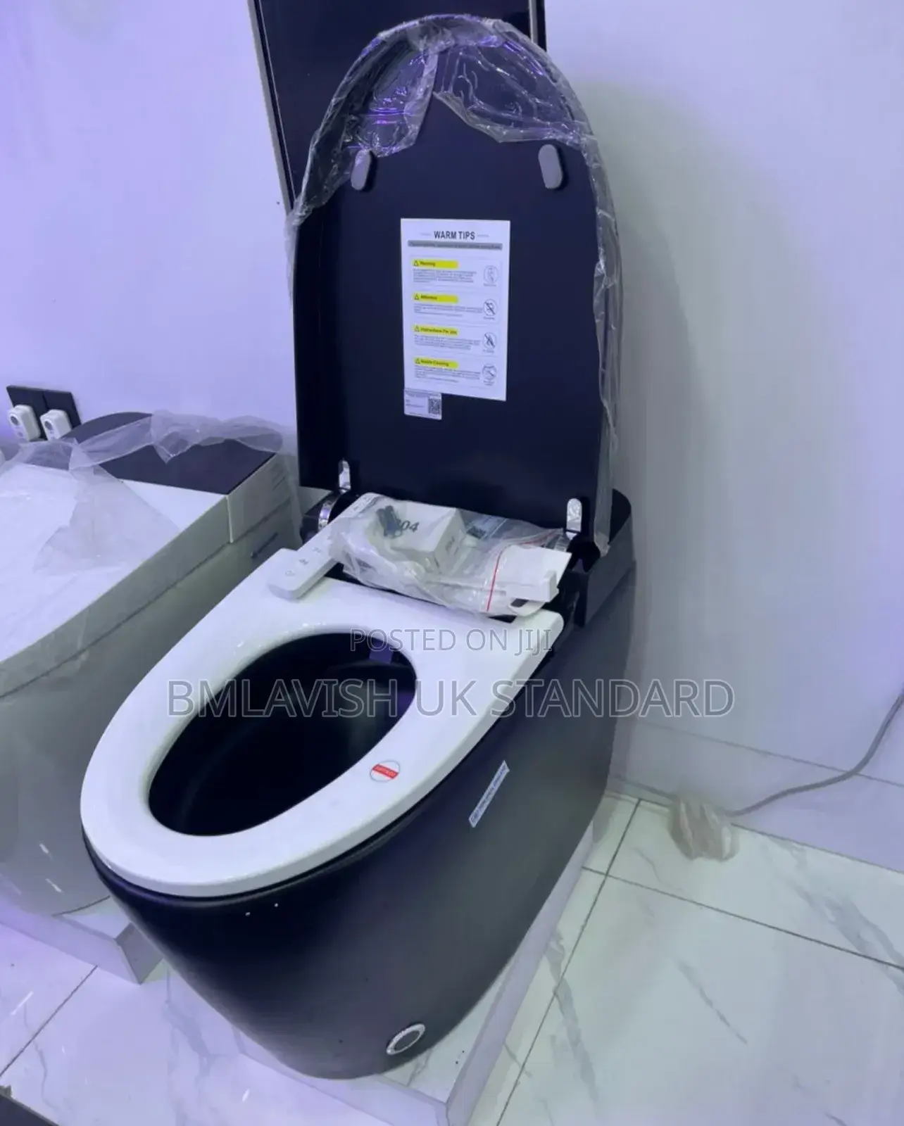 Black Smart Sensor Water Closet With Remote and Voice Control
