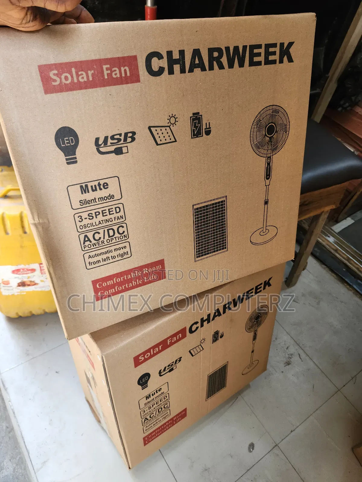 Charweek Rechargeable Solar Fan With Remote Control