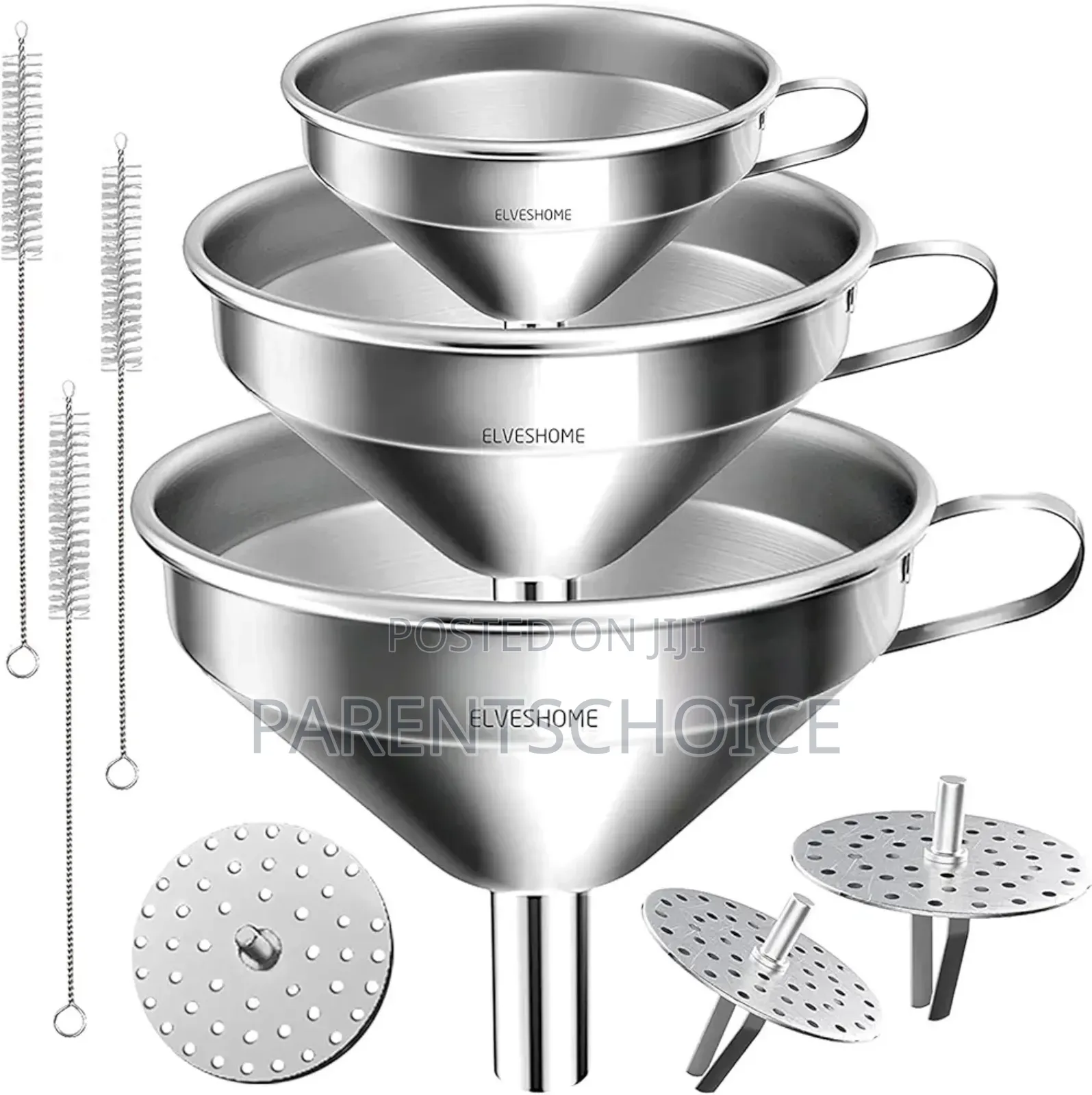 Stainless Steel Oil Strainer Jam Funnel Filter Spout Kitchen Tool 3pcs
