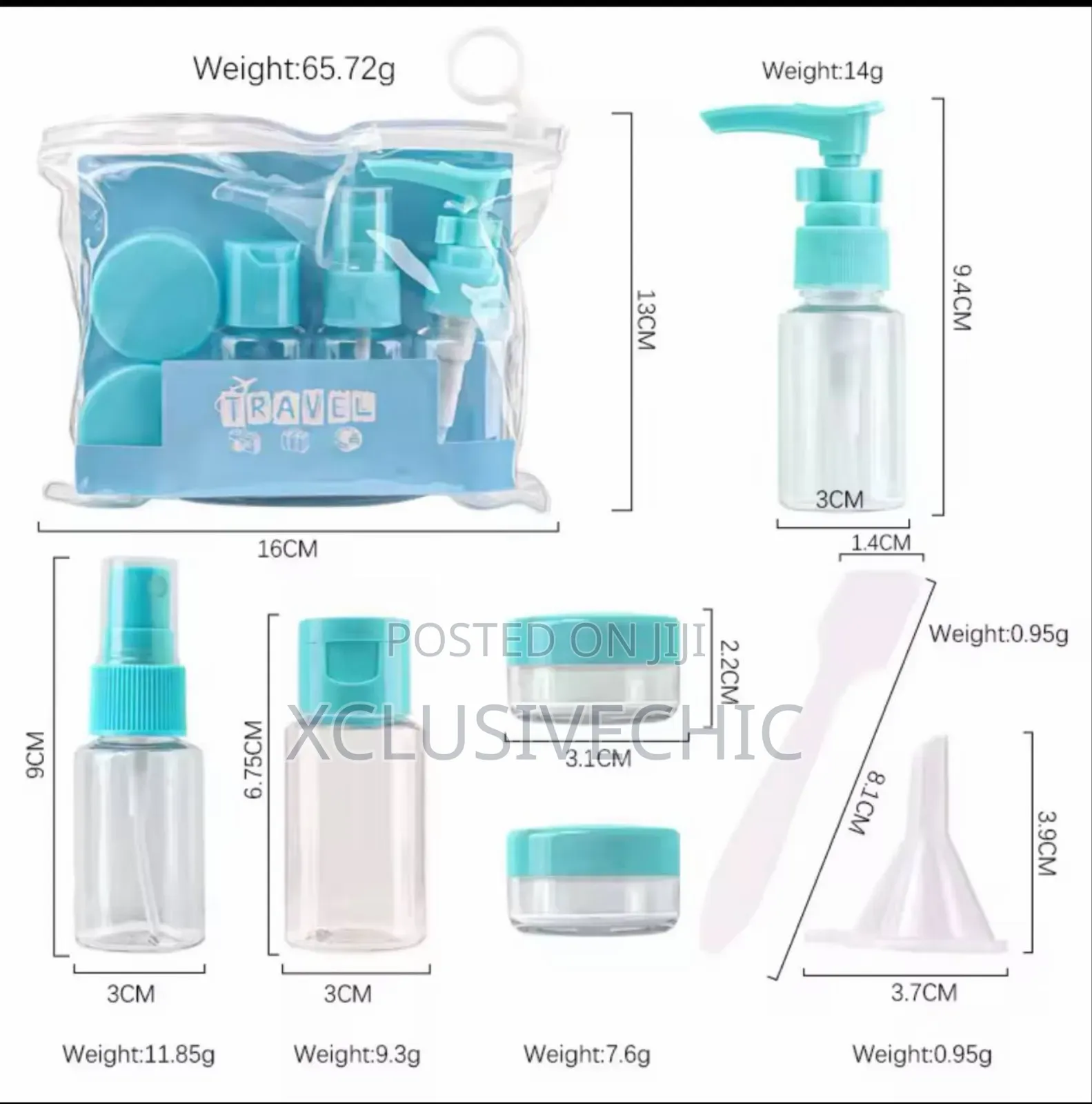 7pcs Travel Bottle Bag Wash Set