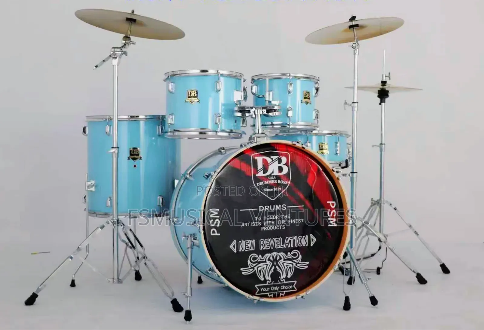 Db Drummer Boss Usa 5 Piece Drumset With 3 Cymbals and 1 Highat