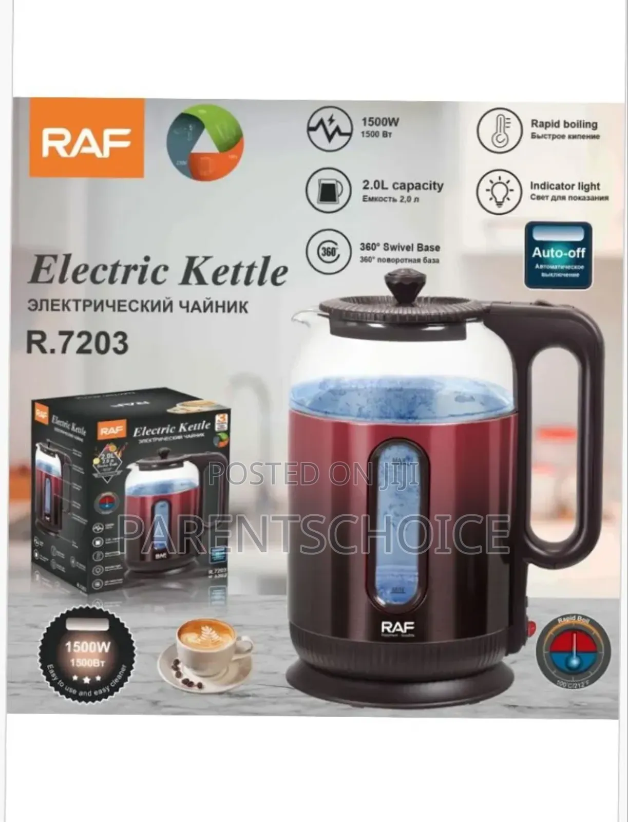 Elegant Electric Kettle 2 Liters Glass 1600w