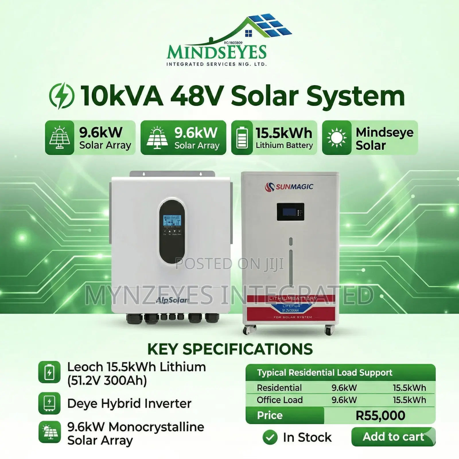 10kva Solar System 48v Complete Kit 15.5kwh Lithium Battery