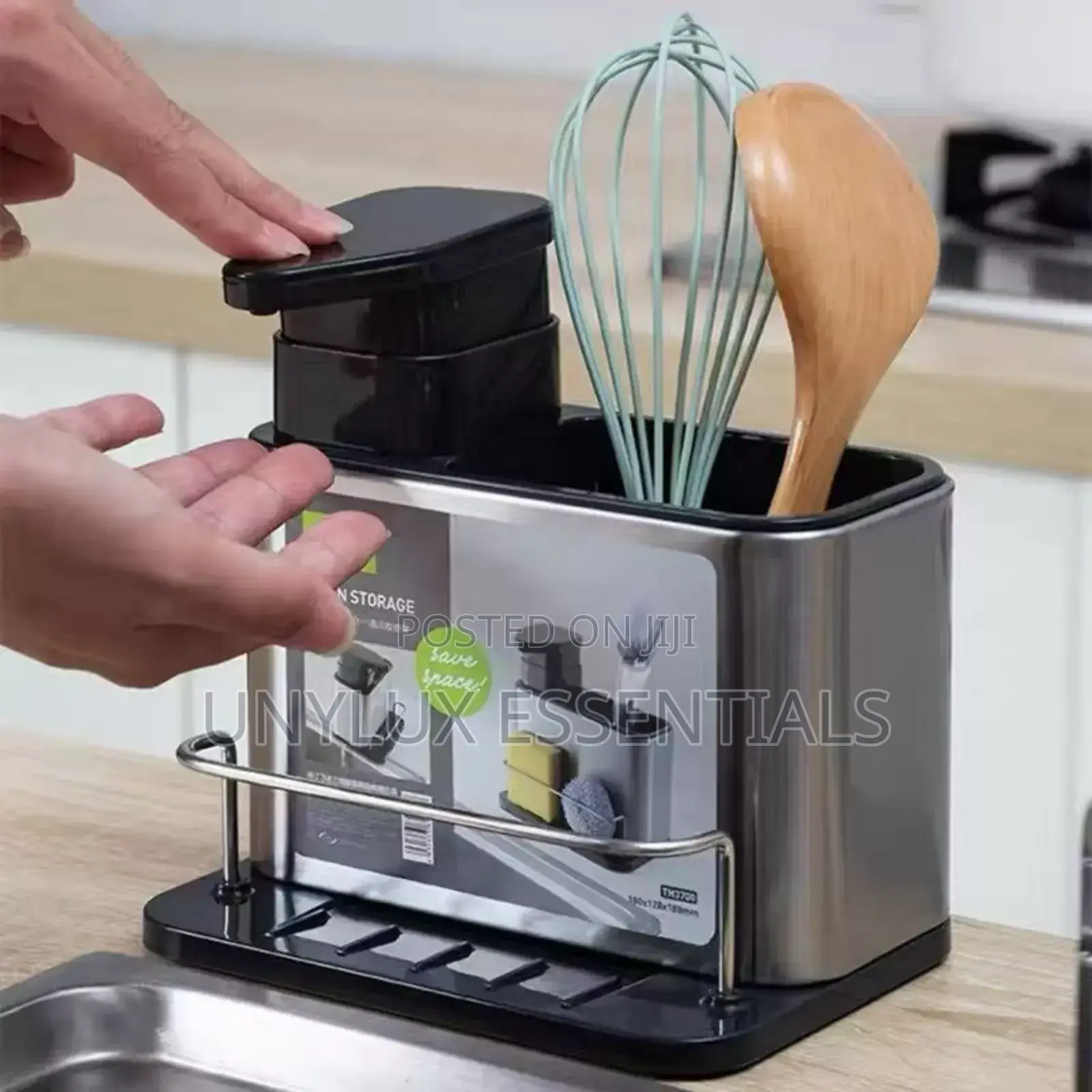 Multi-Purpose Soap Dispenser and Cutlery Rack
