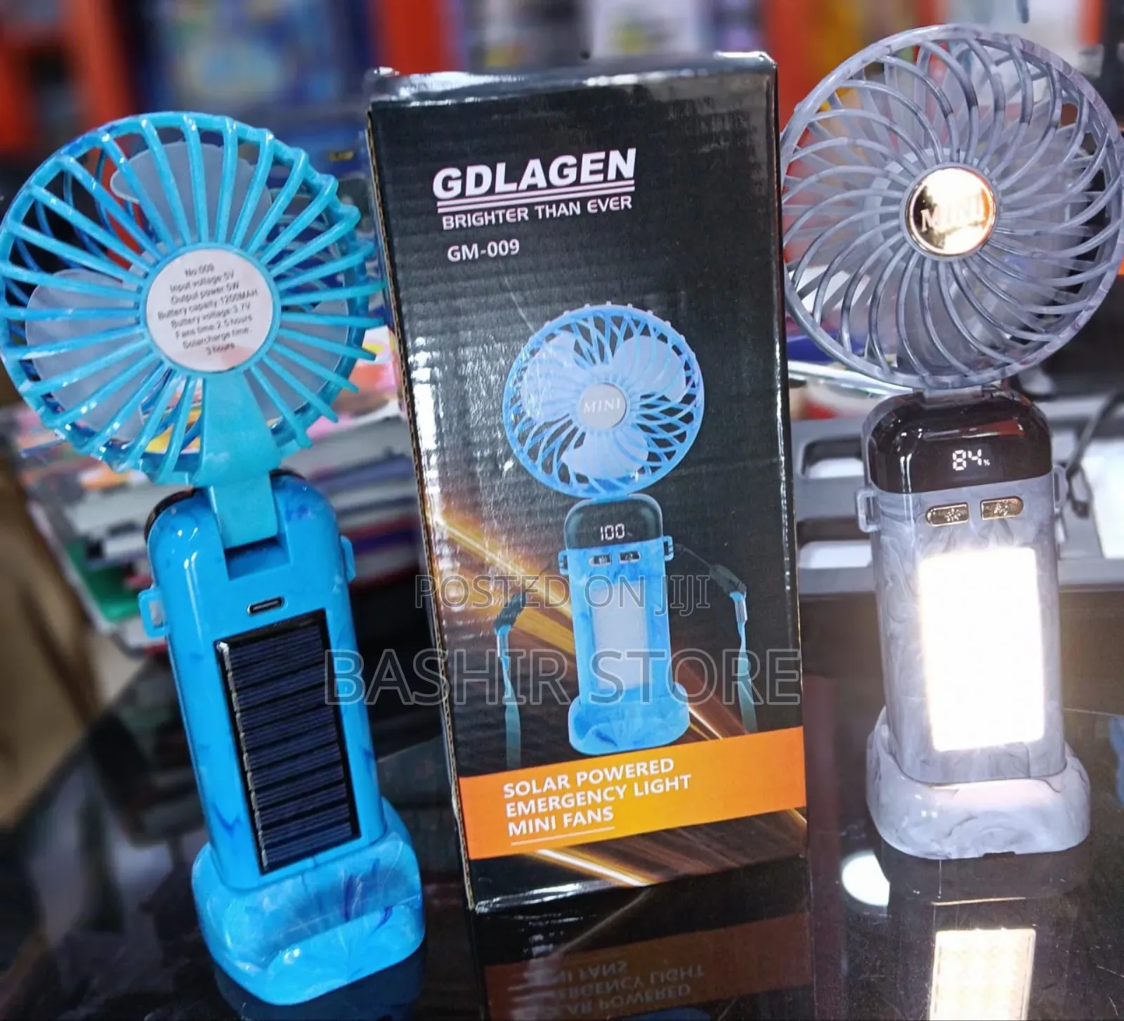 Solar Powered Emergency Light With a Built-in Mini Fan.
