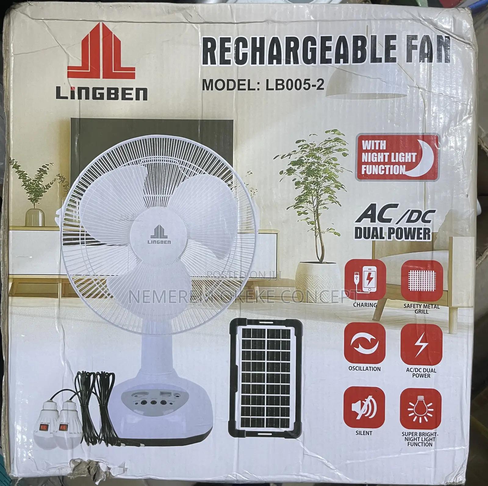 12 Inches Lingben Solar Table Fan