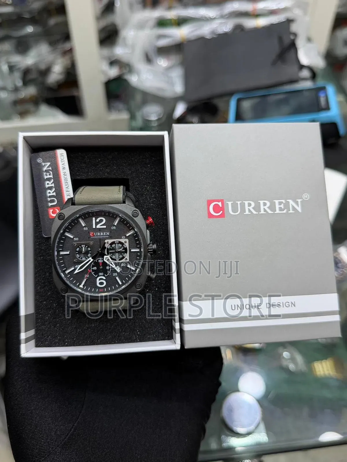 Curren Leather Chronograph Watch, Sapphire 30m Water Resistant