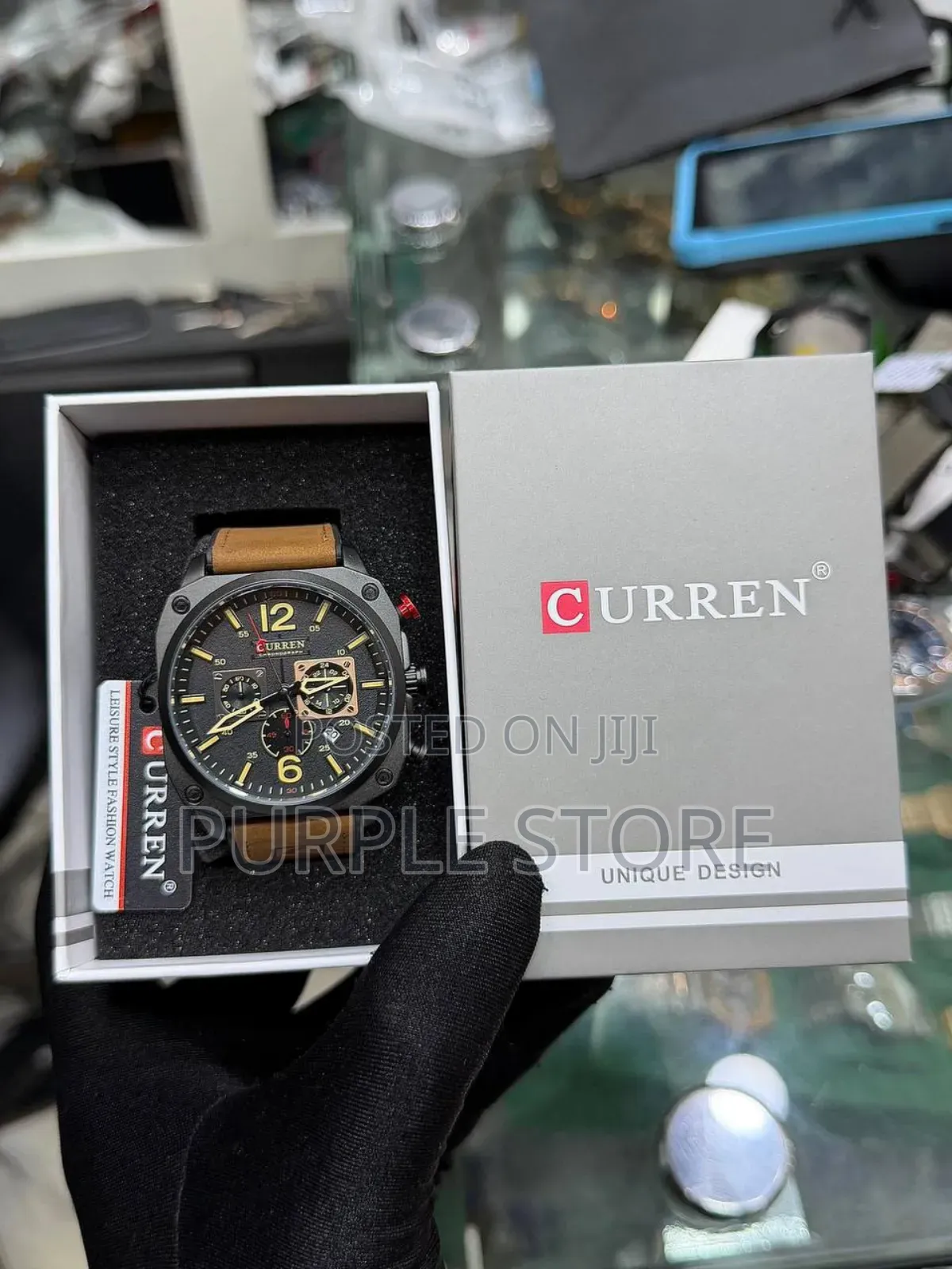 Curren Leather Chronograph Watch, Sapphire 30m Water Resistant