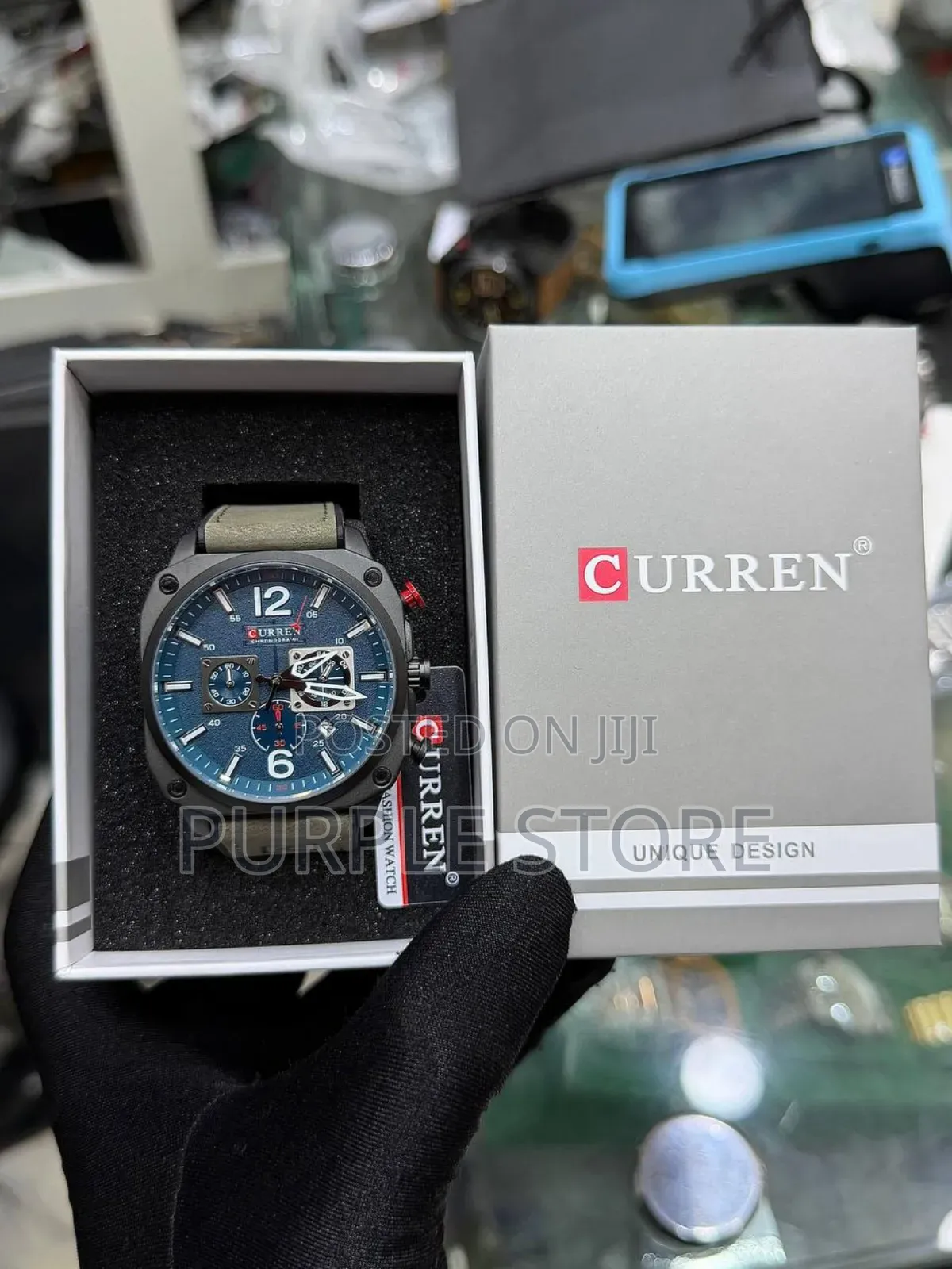 Curren Leather Chronograph Watch, Sapphire 30m Water Resistant