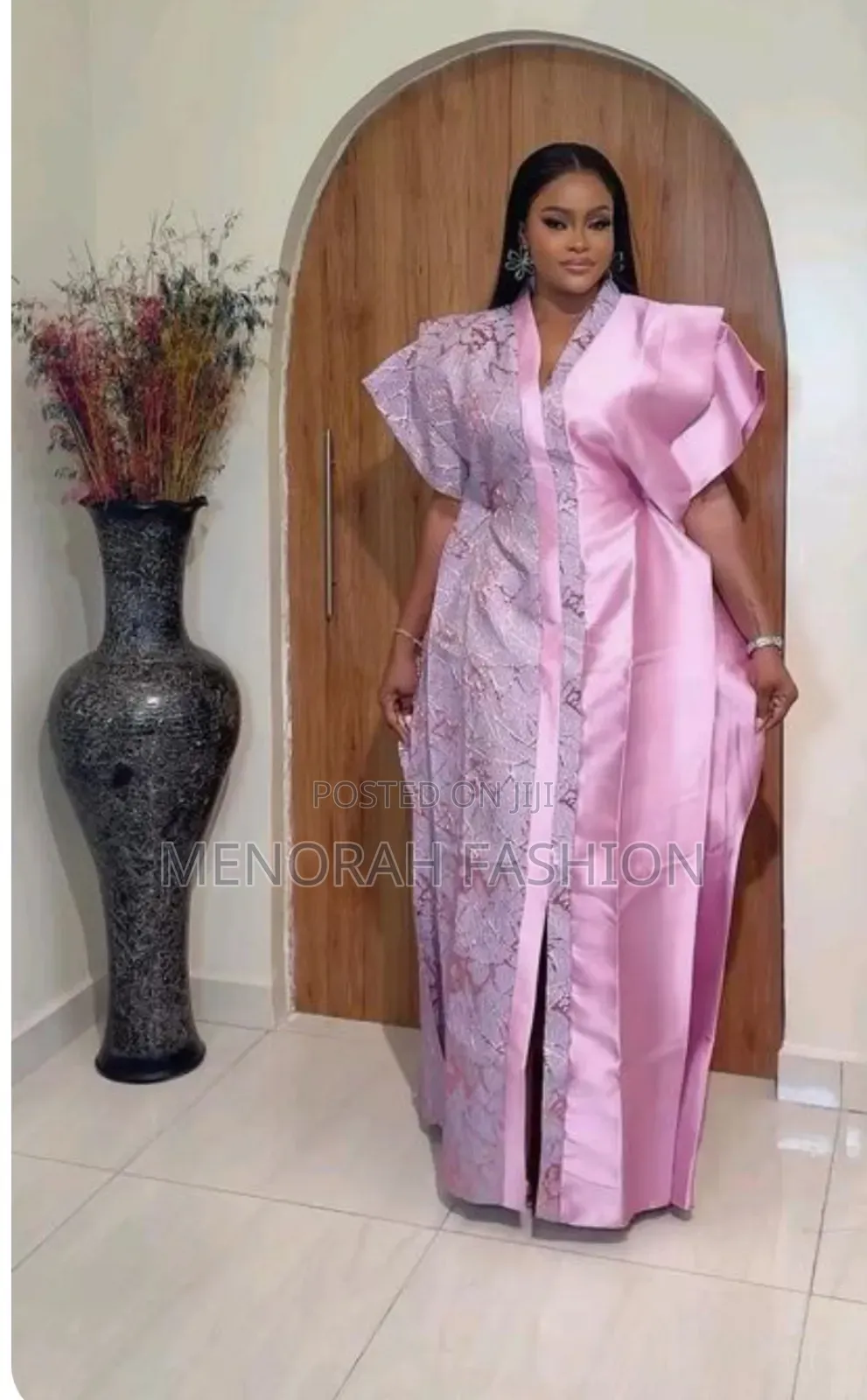 Luxury Brocade and Mikado Dress With Inner Belt