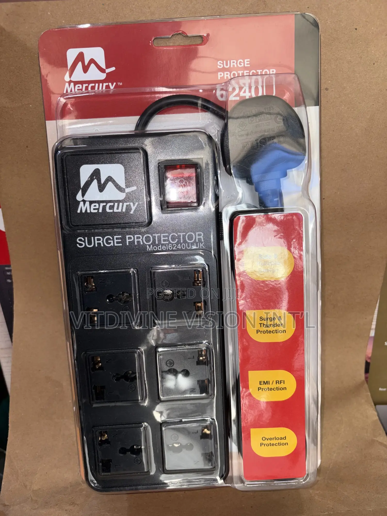 Mercury Surge Protector With 6 Outlets