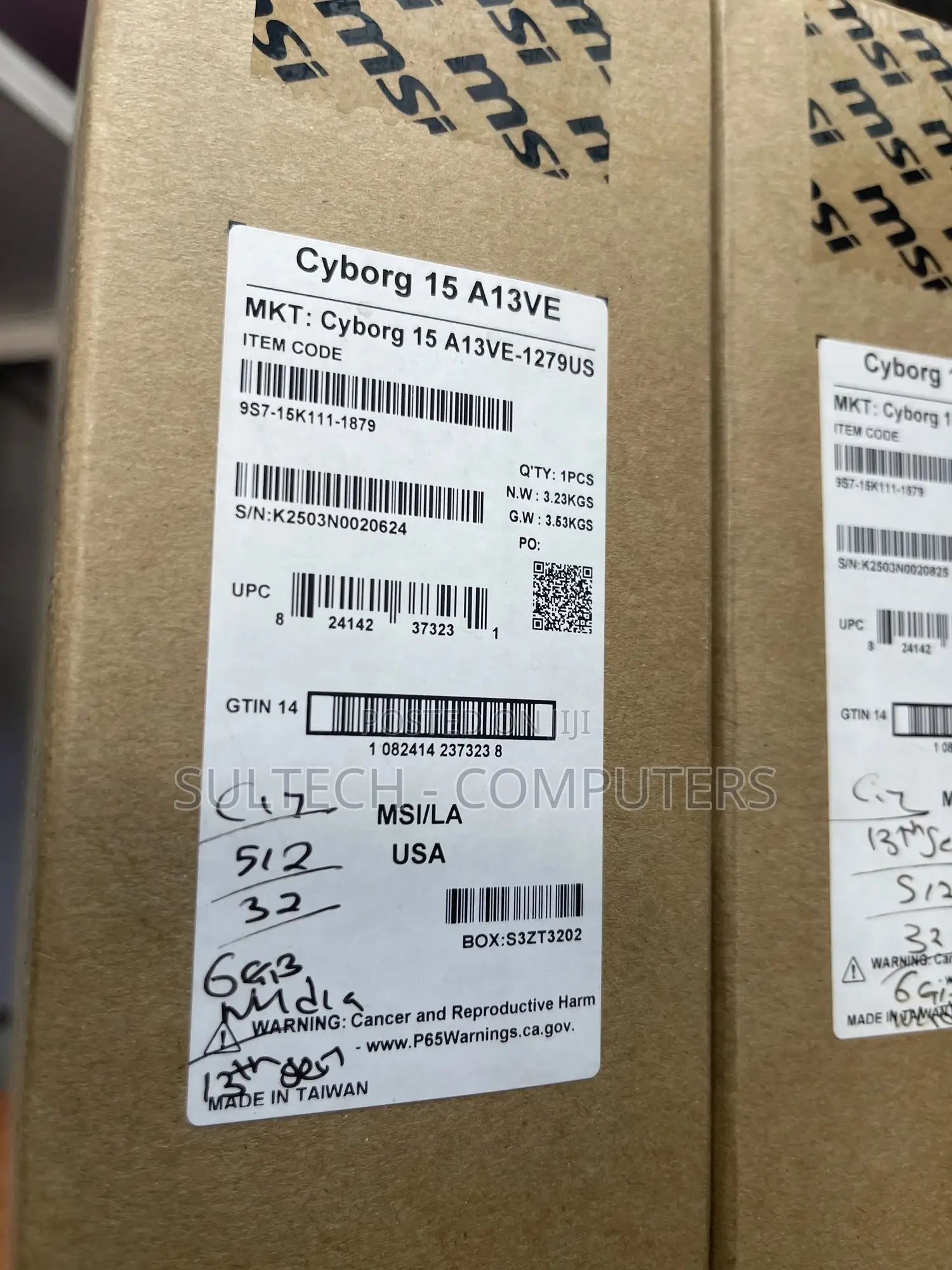 New Laptop MSI Cyborg 15 32GB Nvidia SSD 512GB
