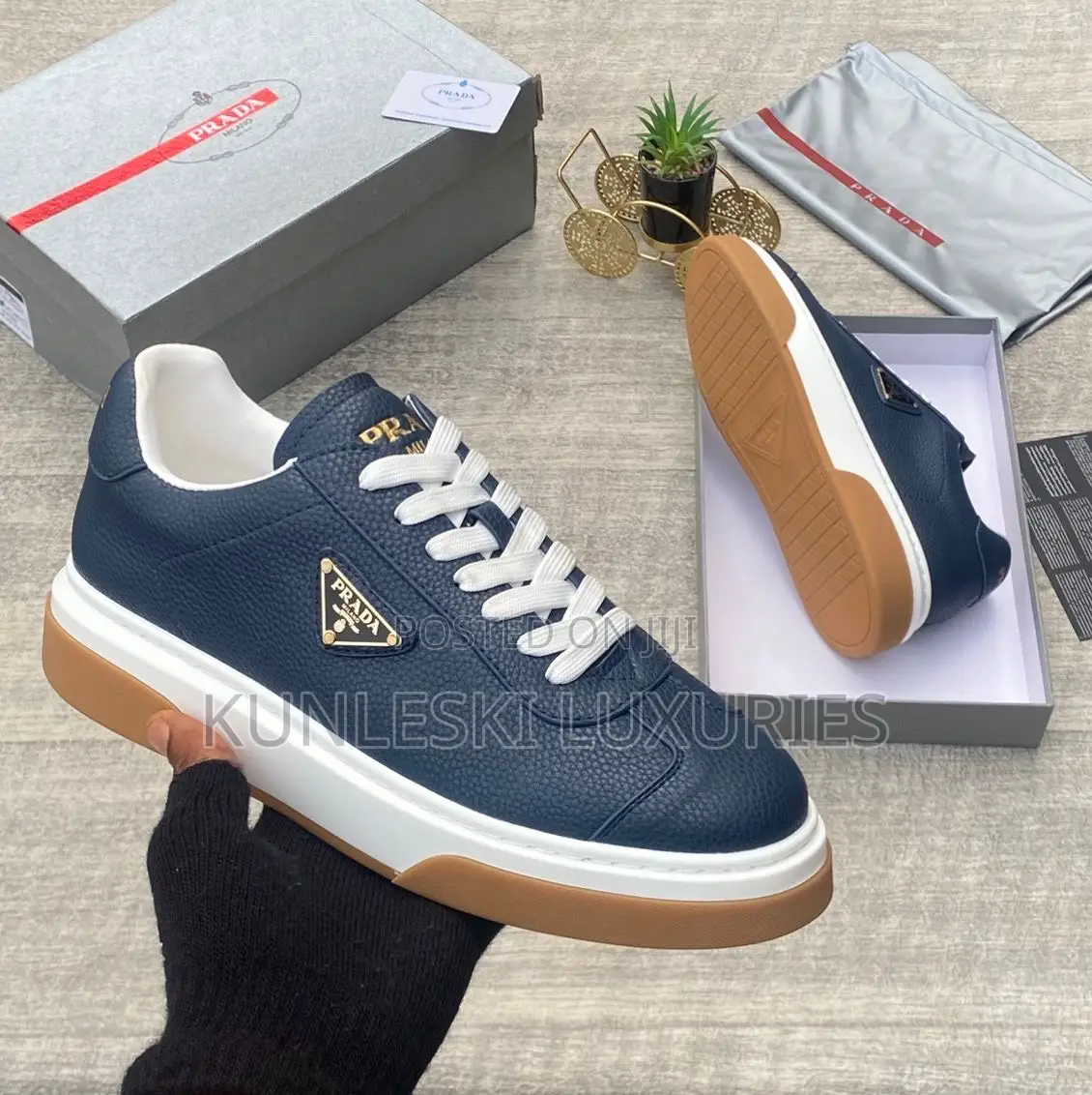 Original Prada Milano Blue / Black Luxury Sneakers
