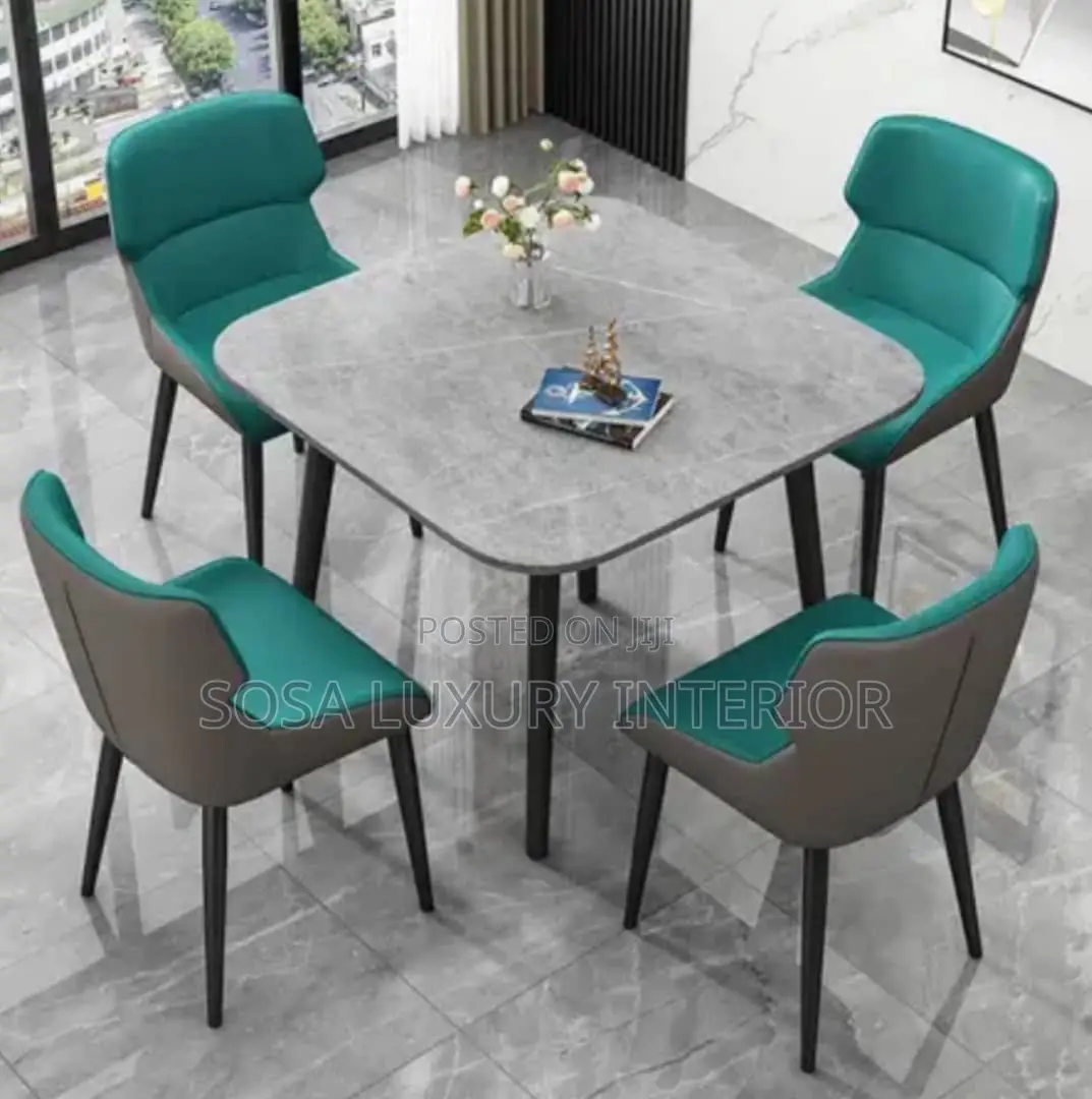 Exotic 4-Seater Marble Dining Table Set
