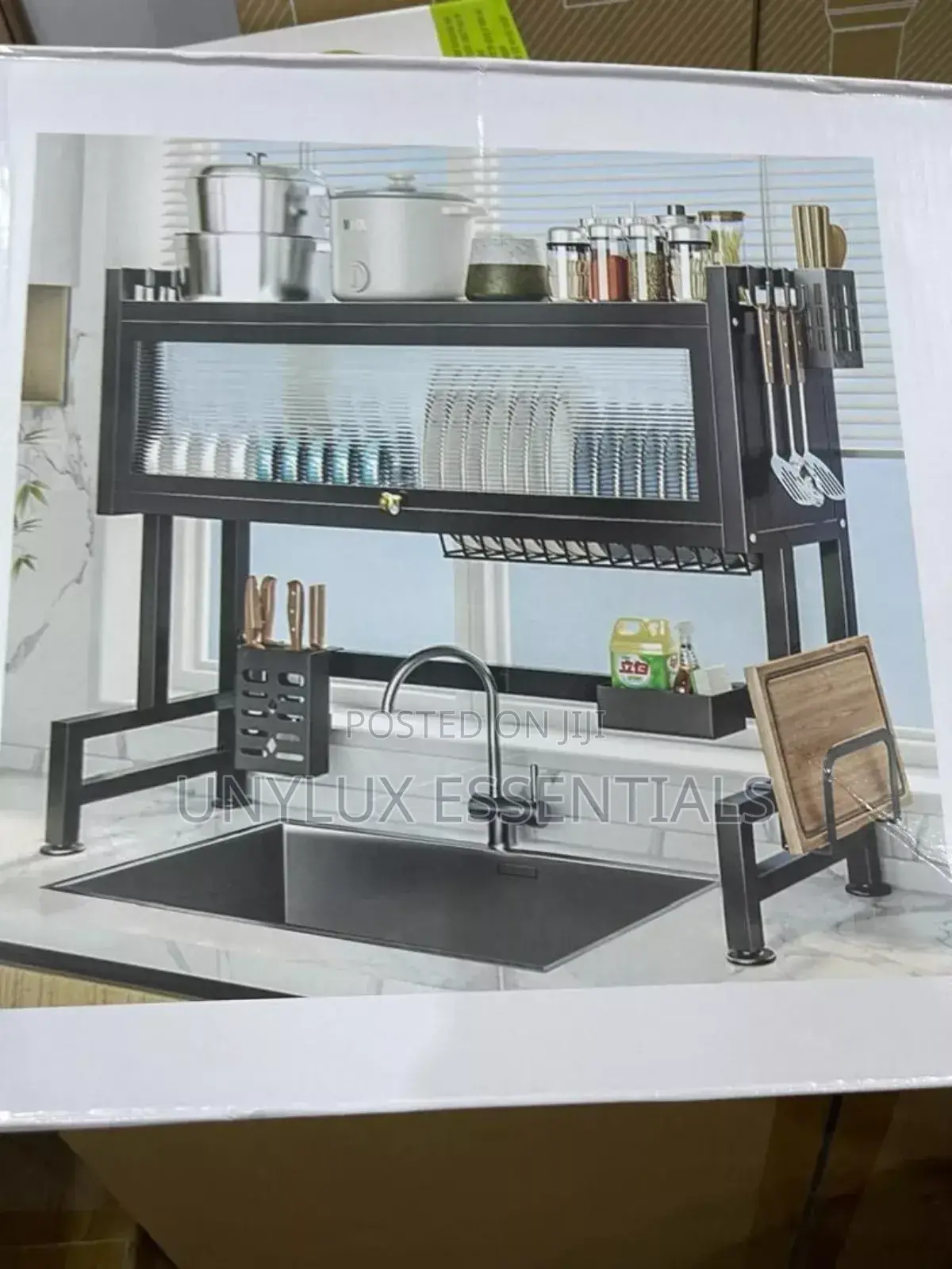 1 Layer Over the Sink Plate Rack With Cover