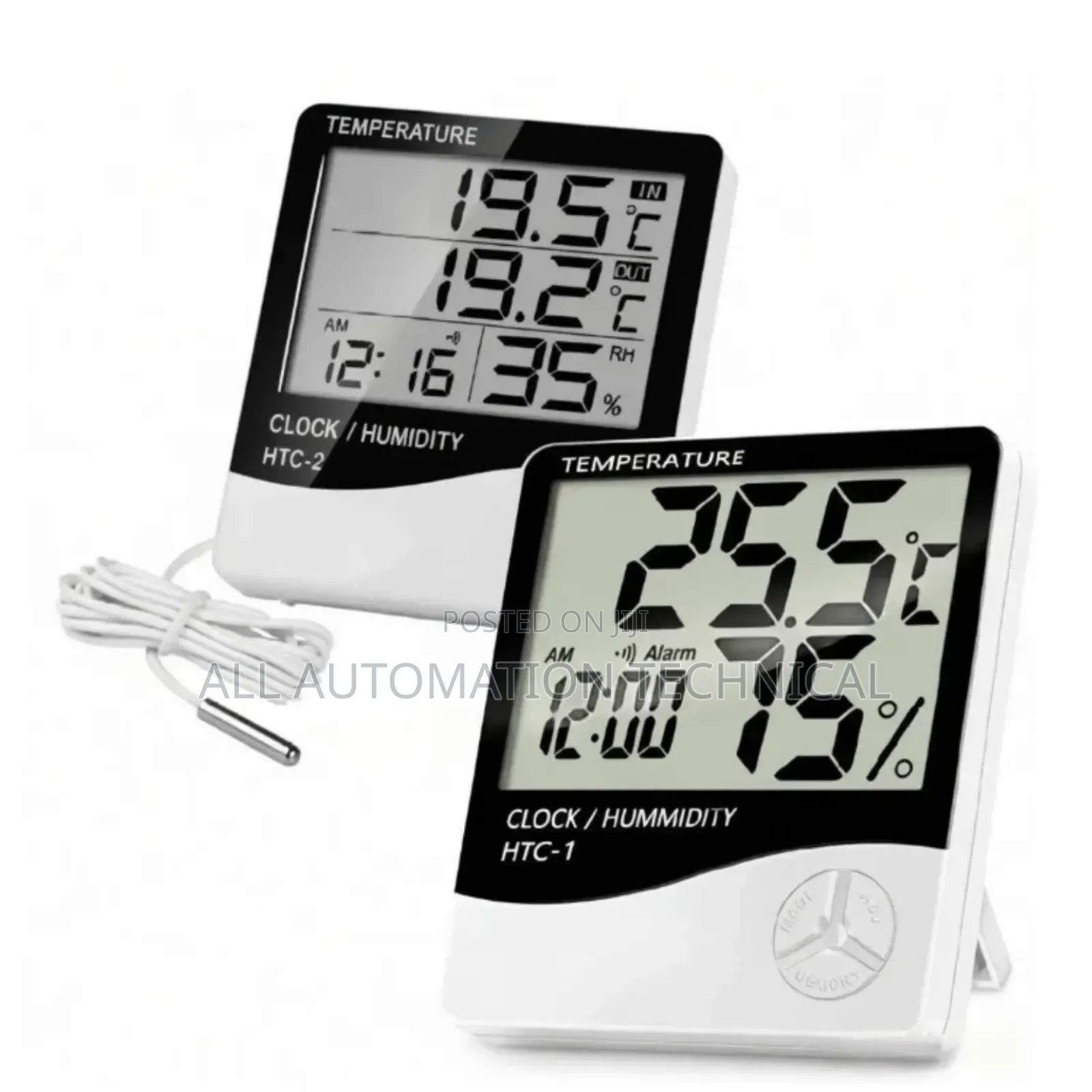 HTC-1 Temperature Humidity Clock for Home, Store and Office With Time