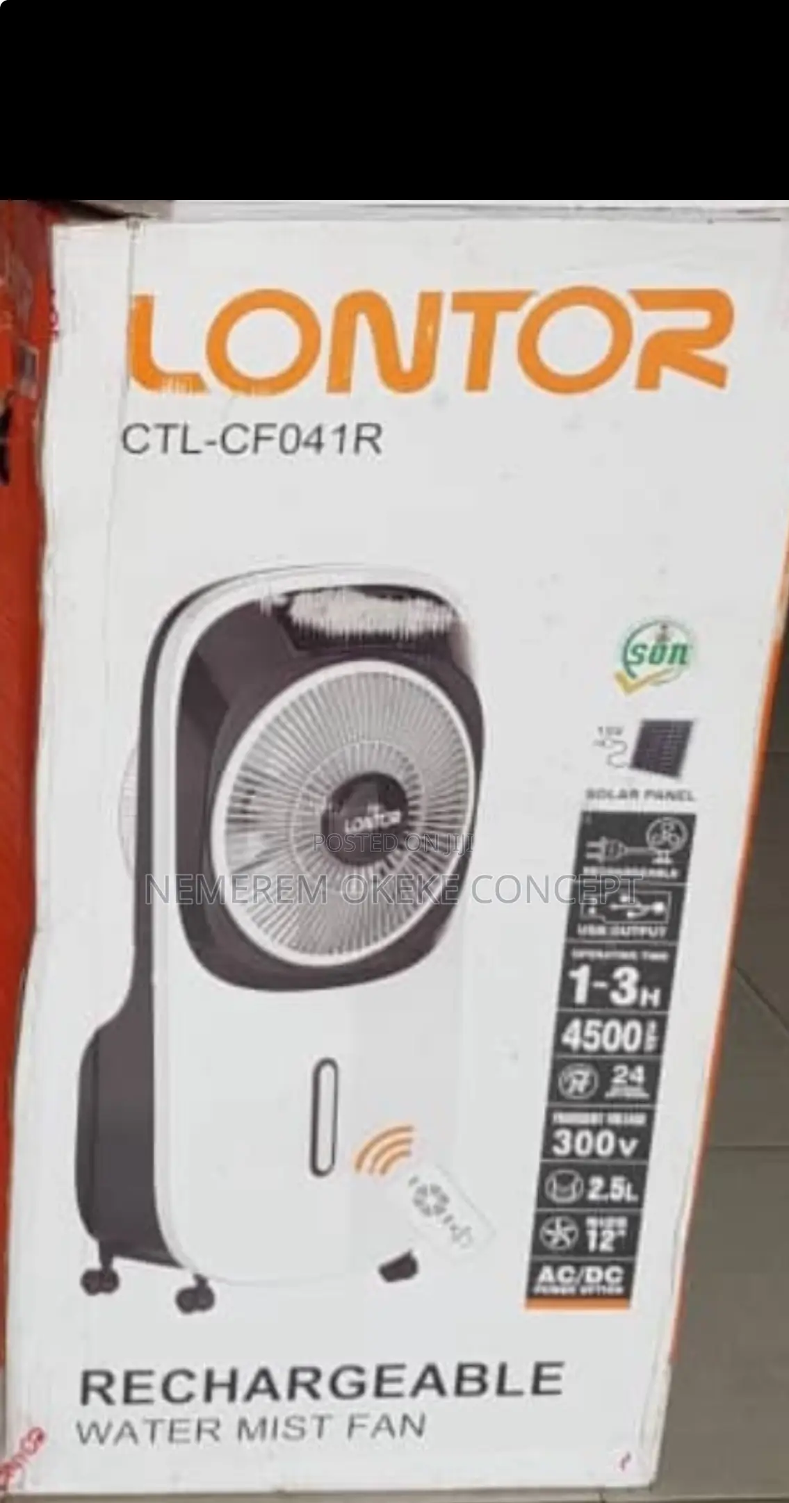 Lontor Rechargeable Water Mist Fan