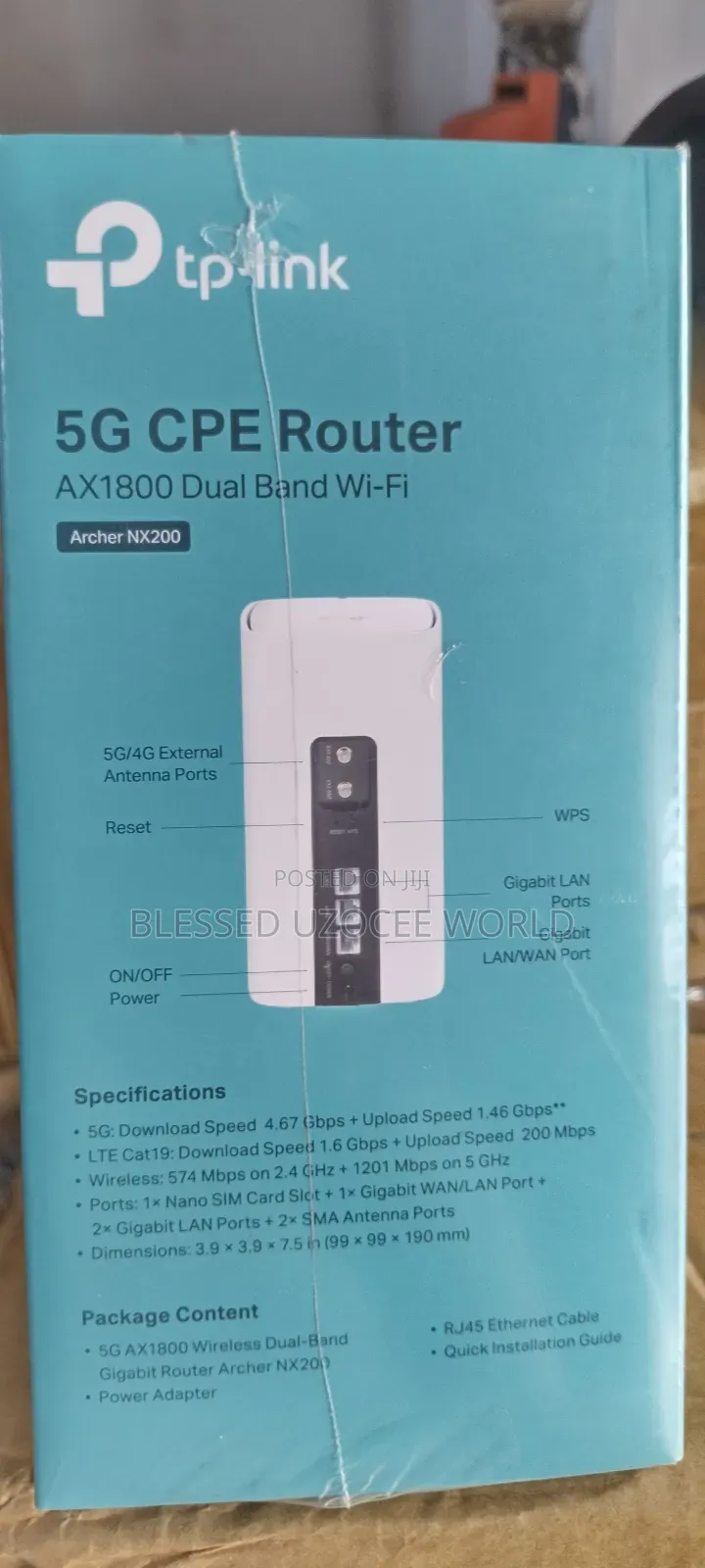 Tplink Archer Nx200 5g Ax1800 Dual Band Wifi 6 Cpe Sim Router Device