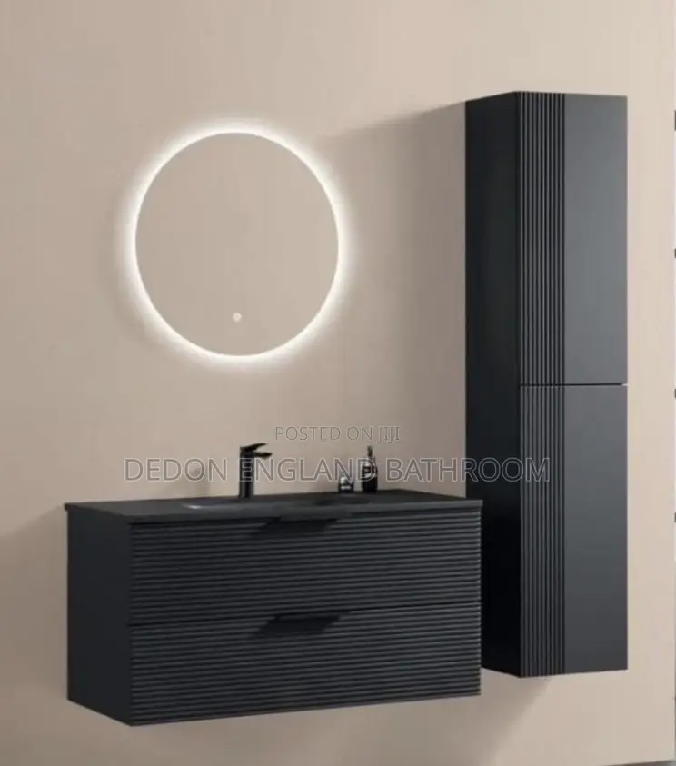Black Luxury Cabinet With Led Mirror and Shelf