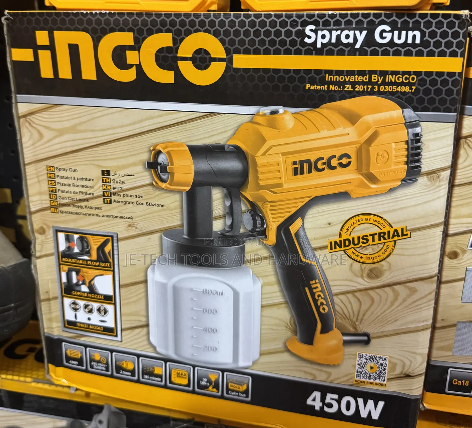 Ingco 450w 800ml Paint Sprayer 50din-S Corded Spray Gun