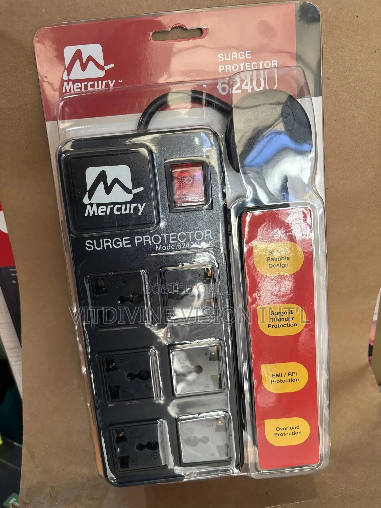 Mercury Surge Protector With 6 Outlets