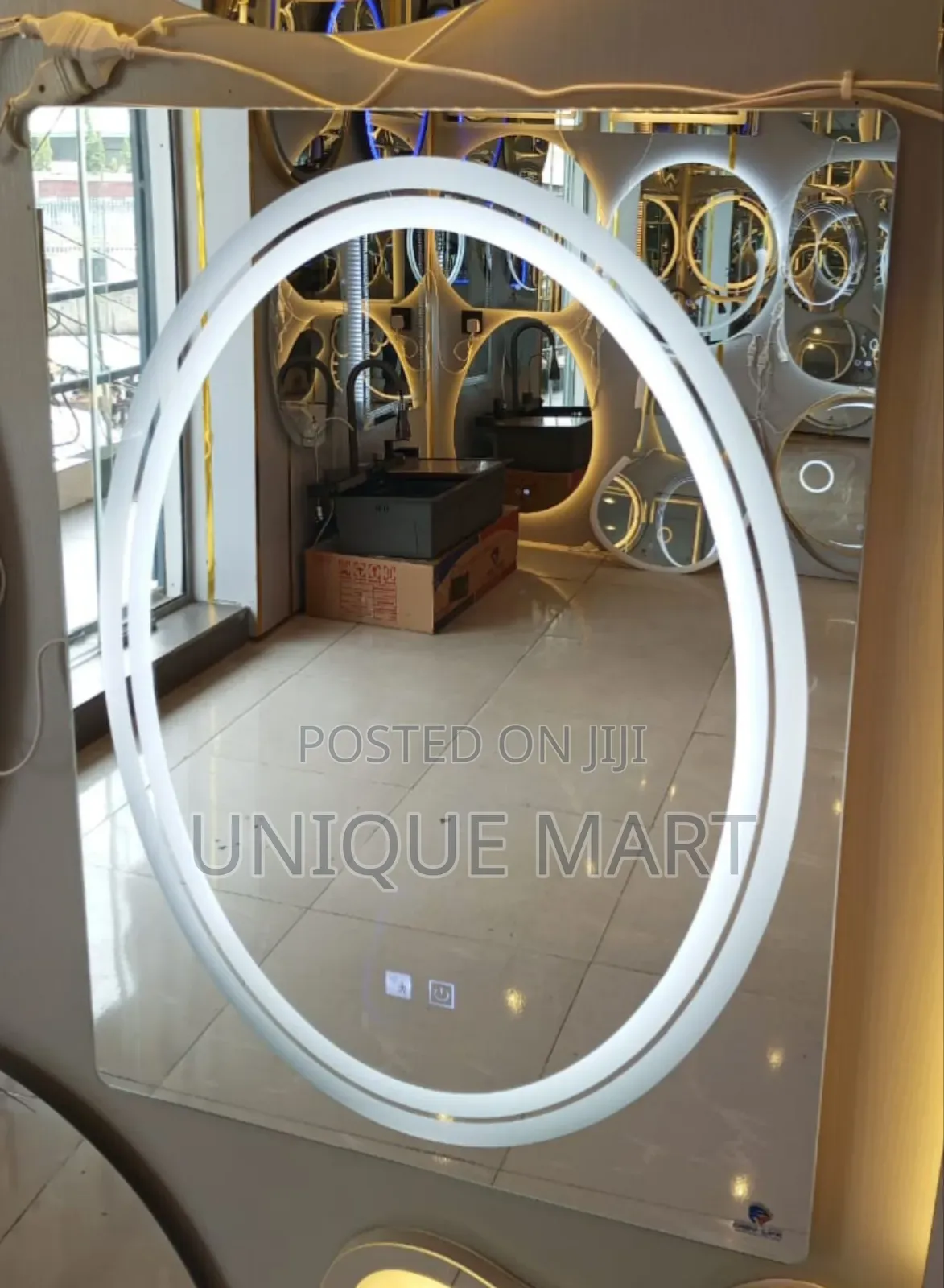 60 by 80cm Round Sensor Led Mirror With 3 Light Display