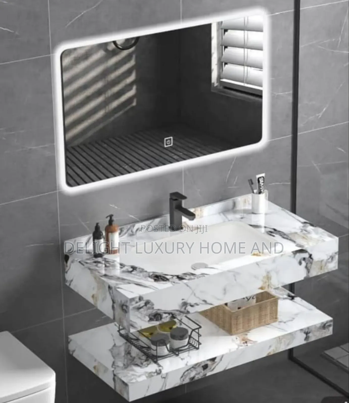Marble Cabinet Strike White 80cm