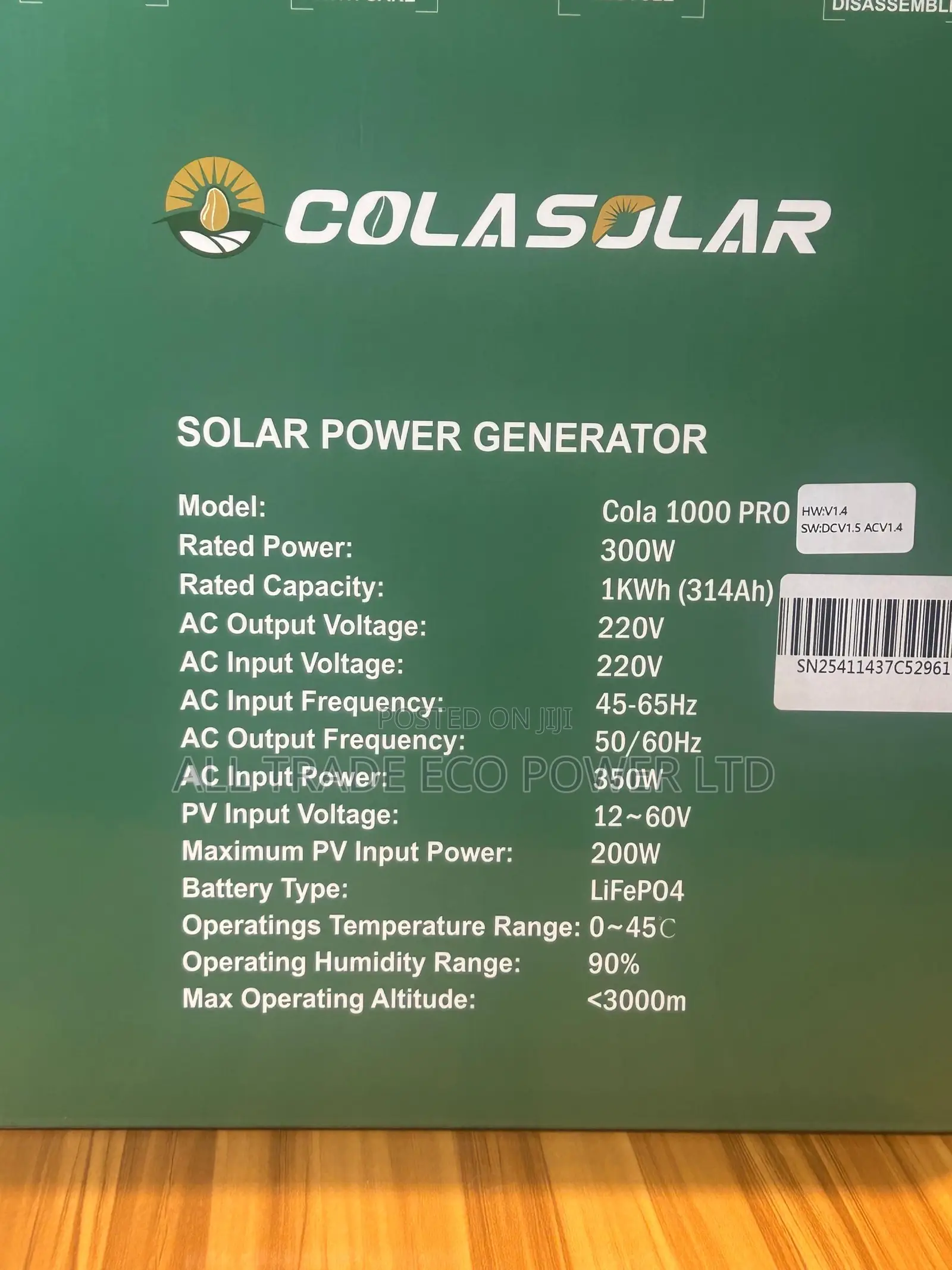 Colasolar 1000 Pro - 300w Output, 220v