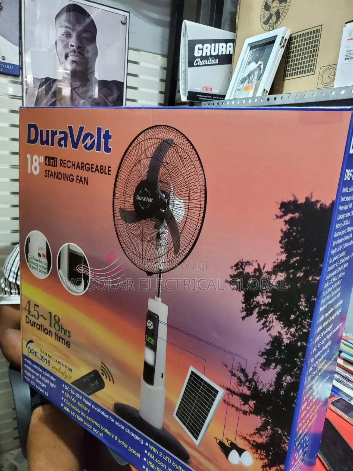 Duravolt 18” Rechargeable Standing Fan (4-in-1) – Super Durable!
