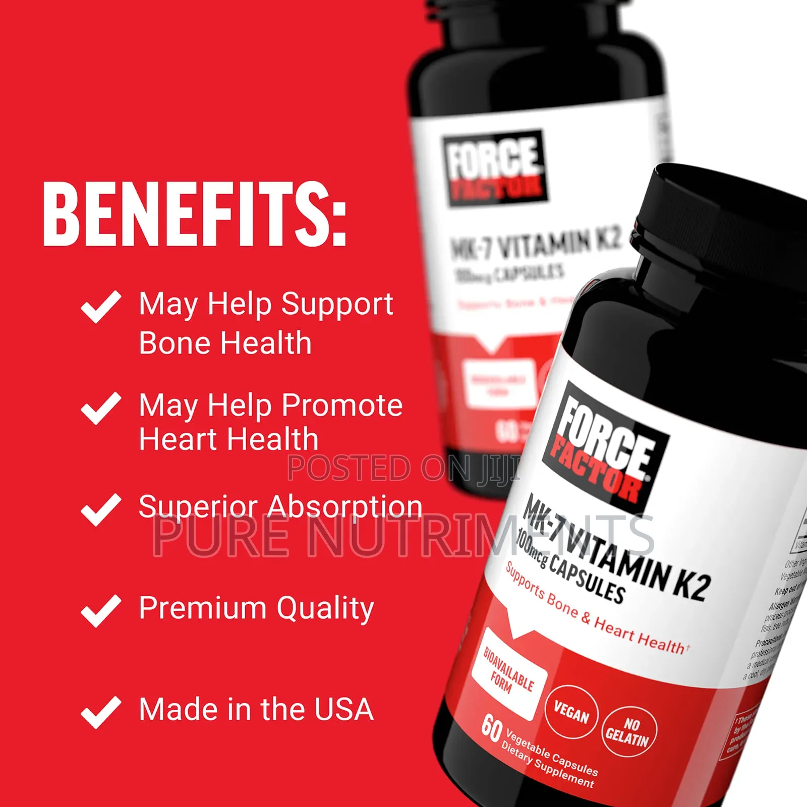 Force Factor Vitamin Mk-7 100mcg 60 Capsules