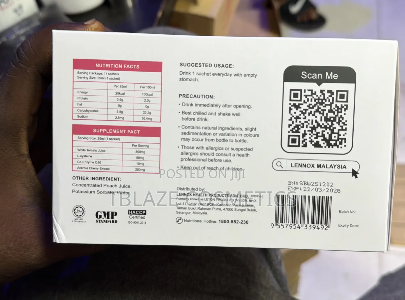 Lennox White Tomato Juice Whitening Drip (Super Booster Series)