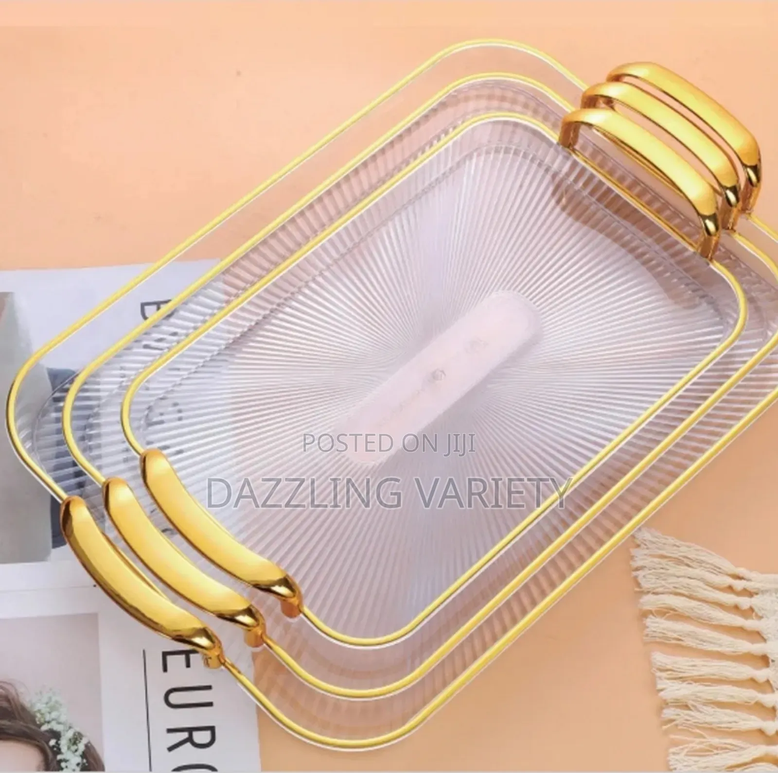 3-in-1 Acrylic Serving Tray for Kitchen, Dining Room Etc