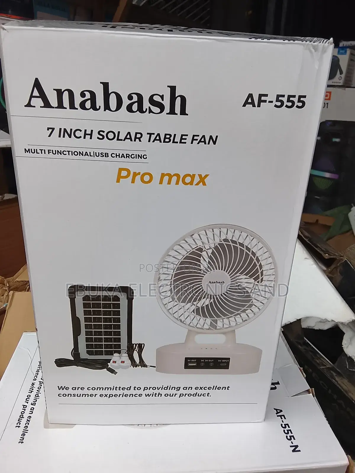 7 Inches Rechargeable Table Fan With Solar Panels and 2 Bulbs