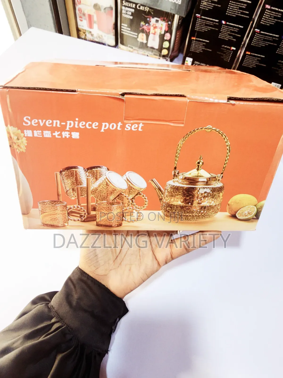 1litre Glass Tea Pot With Infuser and 6 Cups