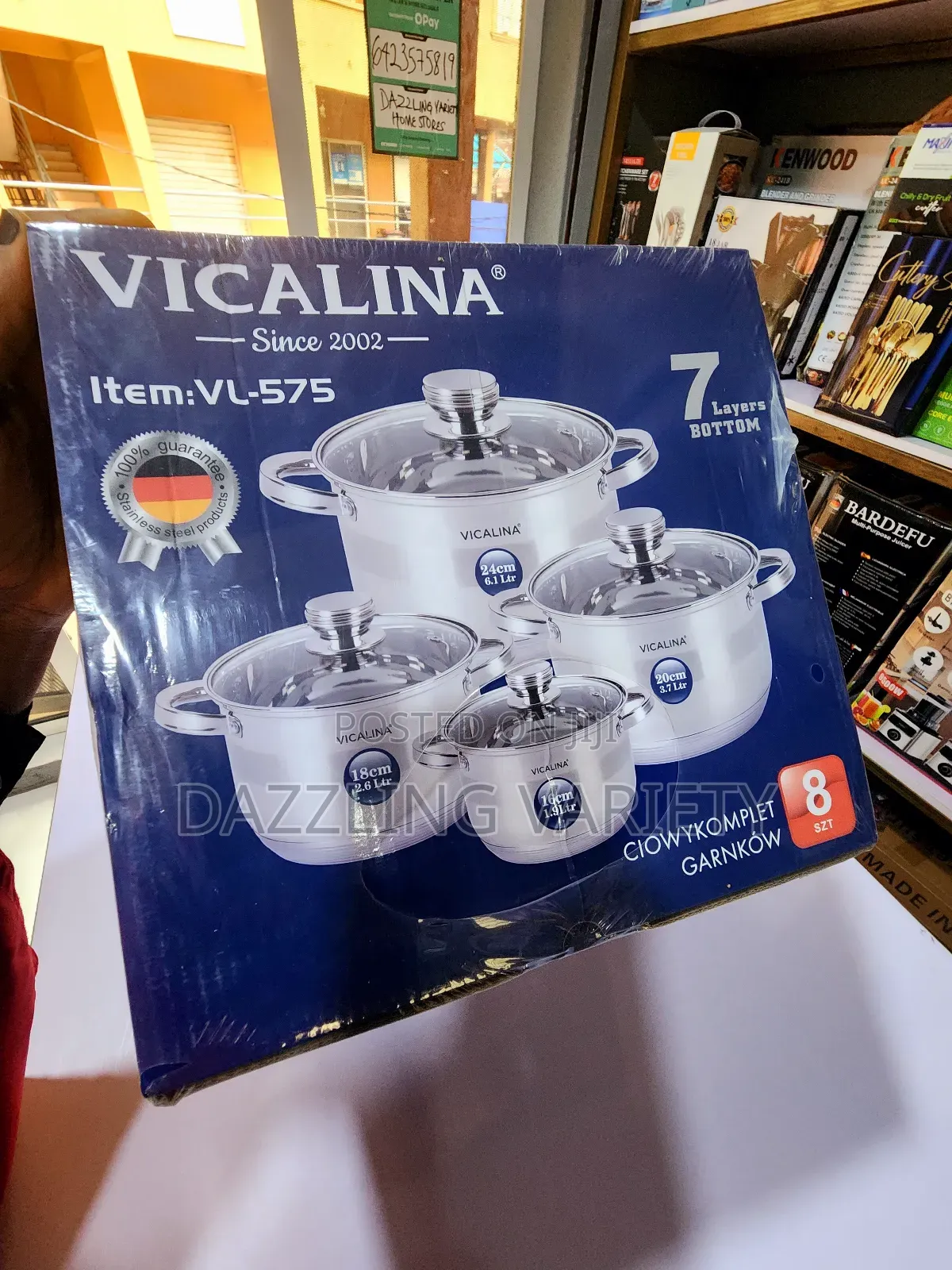 8pcs Original Vicalina Stainless Steel Pot Set With Glass Covers