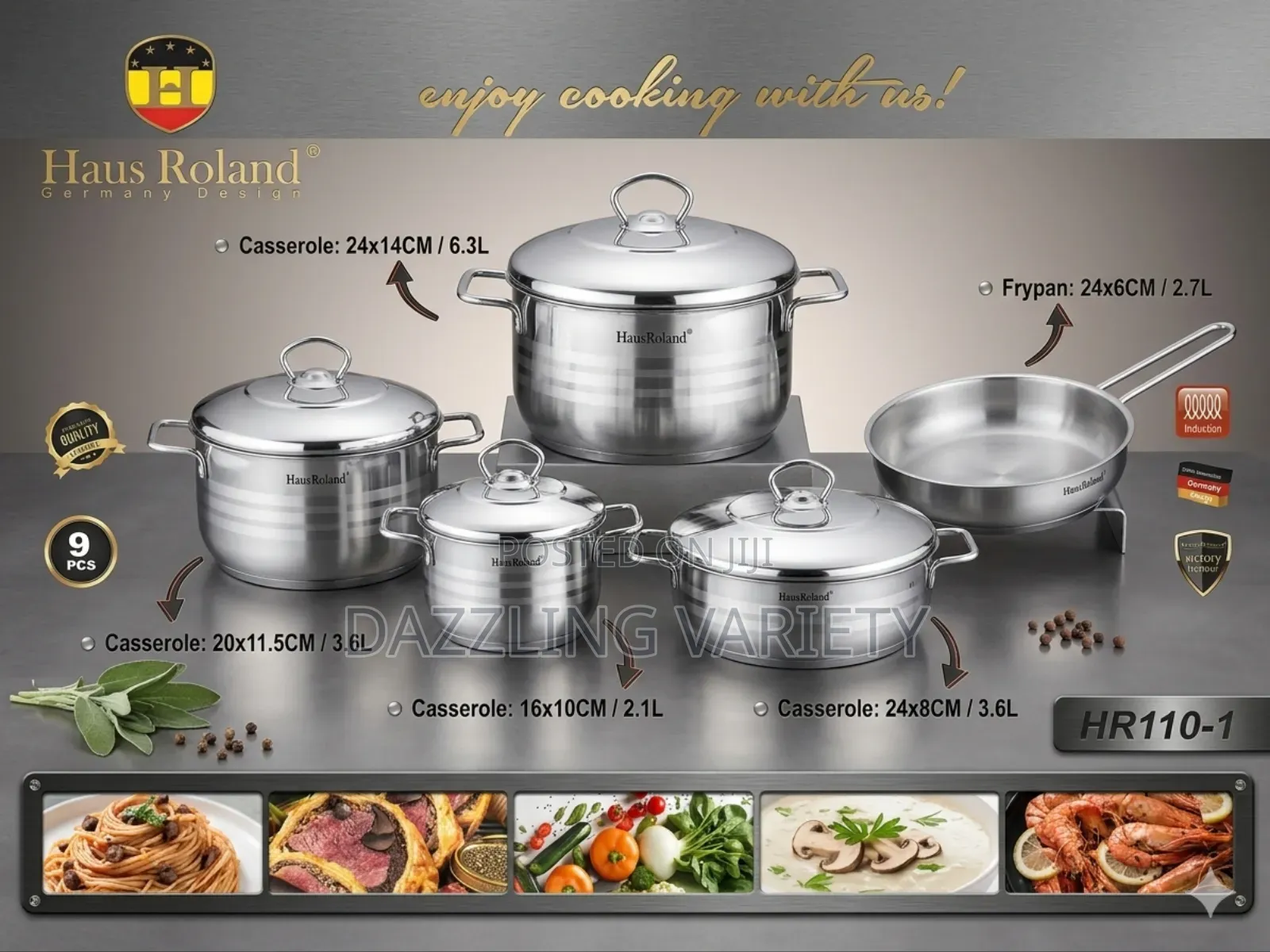 9 Pieces Original Haus Roland Stainless Steel Pot Set With Frypan