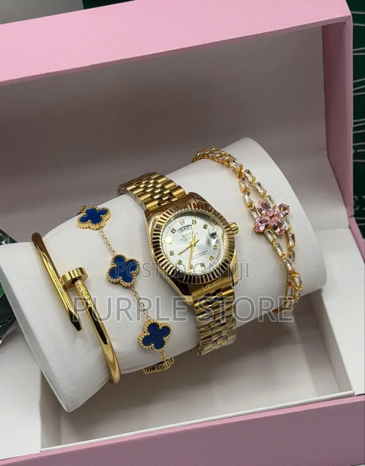 Rolex Women Quality Gold Watch and-Bracelets".