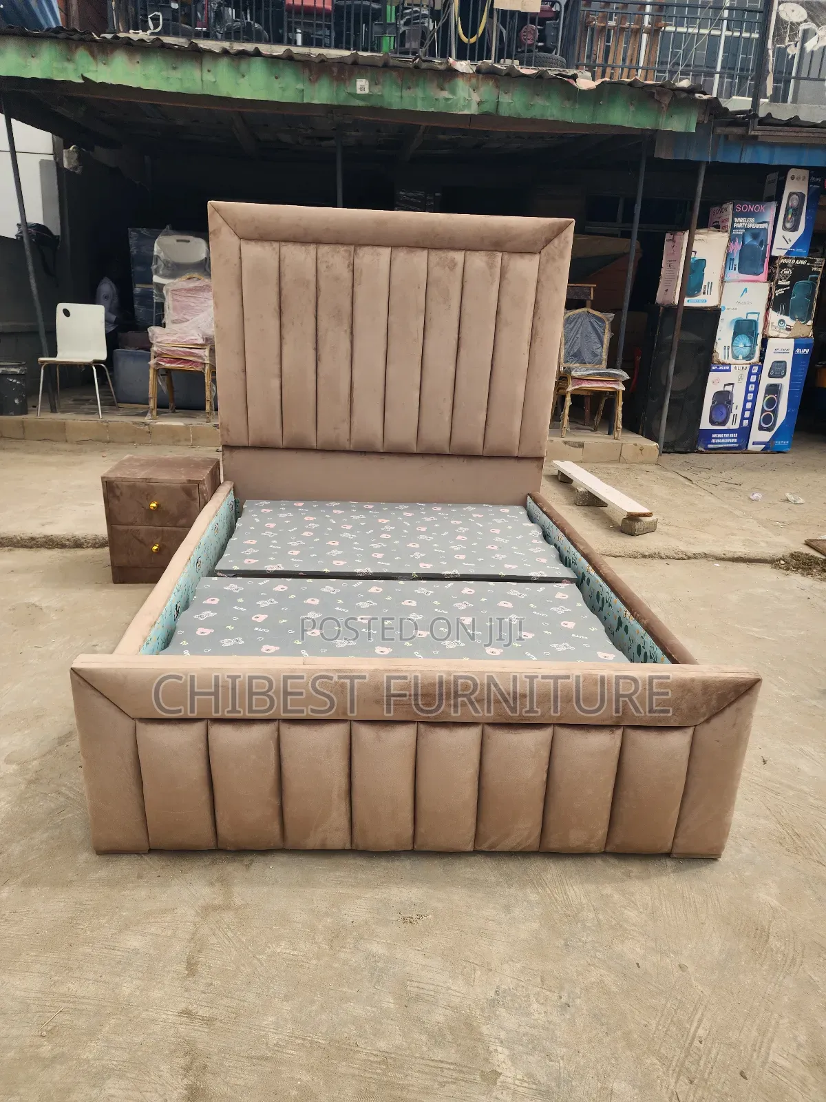 Queen Size Upholstery Padded Bed Stand.