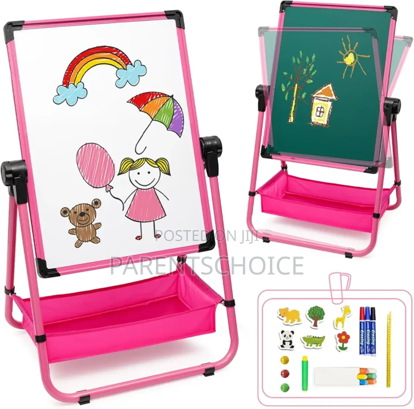 Kids Art Easel Double Sided Iron Easel Whiteboard Chalkboard