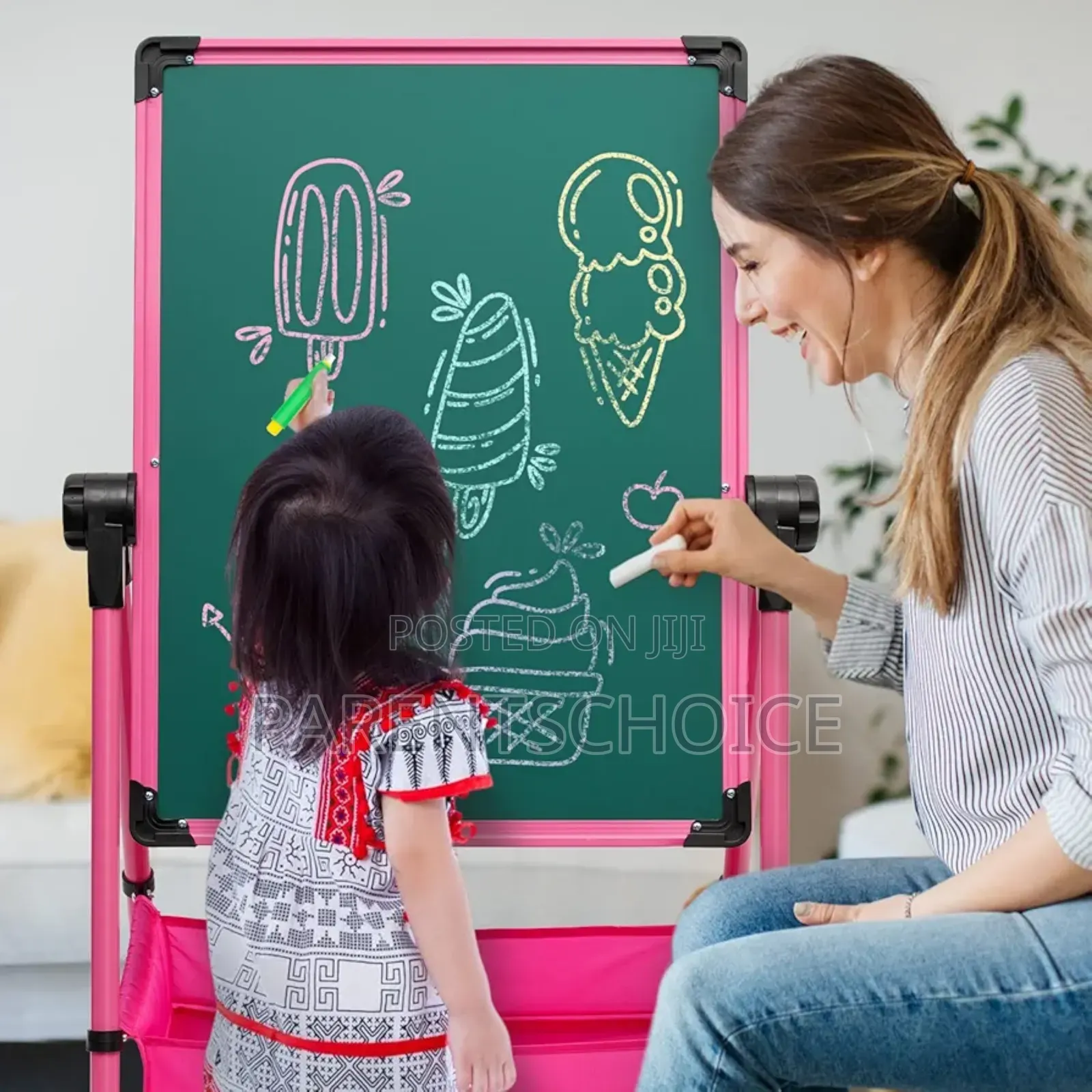 Kids Art Easel Double Sided Iron Easel Whiteboard Chalkboard