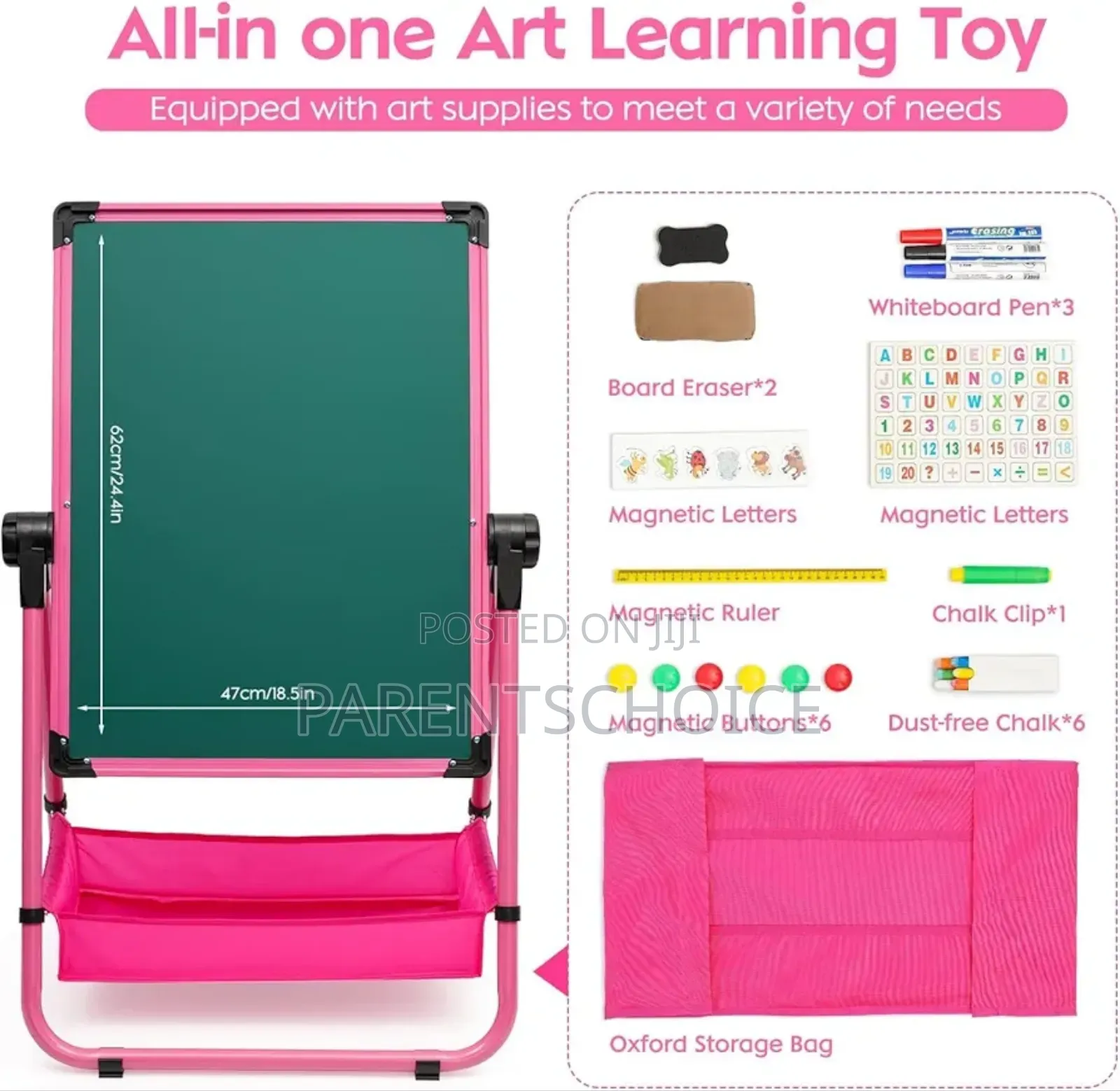 Kids Art Easel Double Sided Iron Easel Whiteboard Chalkboard
