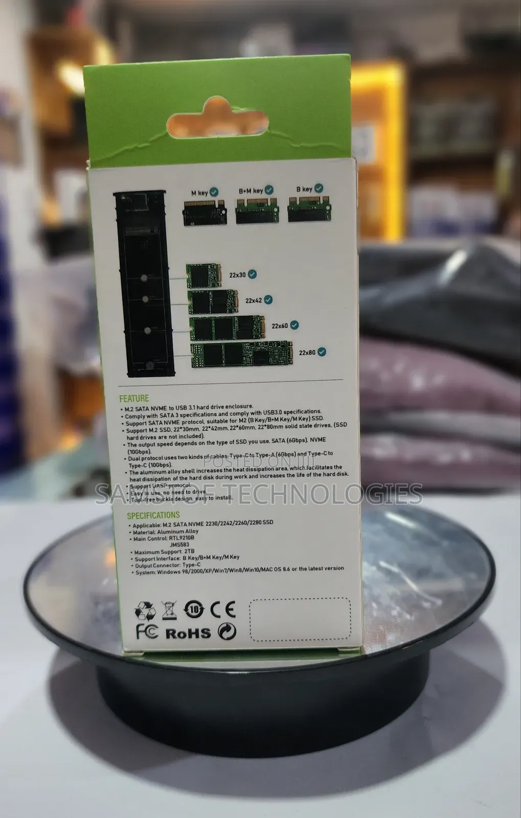 M.2 Sata Nvme to Usb 3.1 Hard Drive Enclosure.