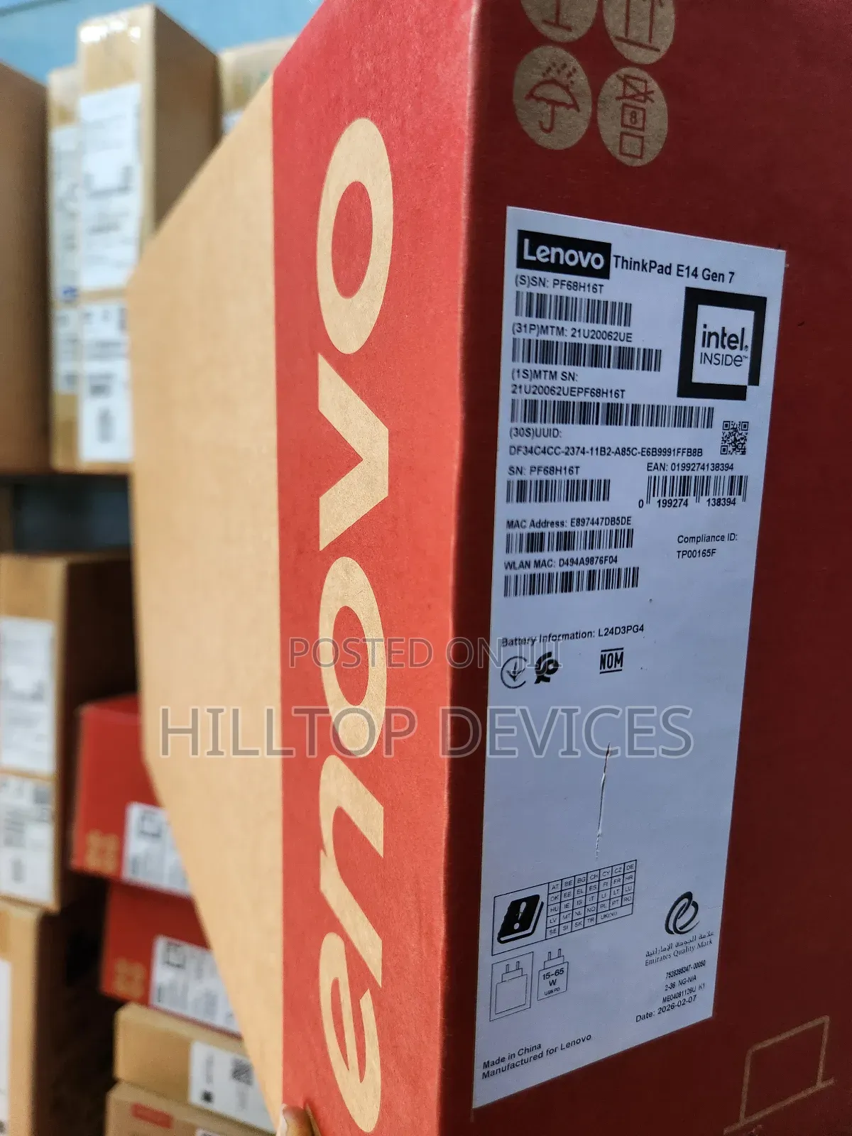 New Laptop Lenovo ThinkPad E14 Gen 6 16GB Intel Core Ultra 7 SSD 1T