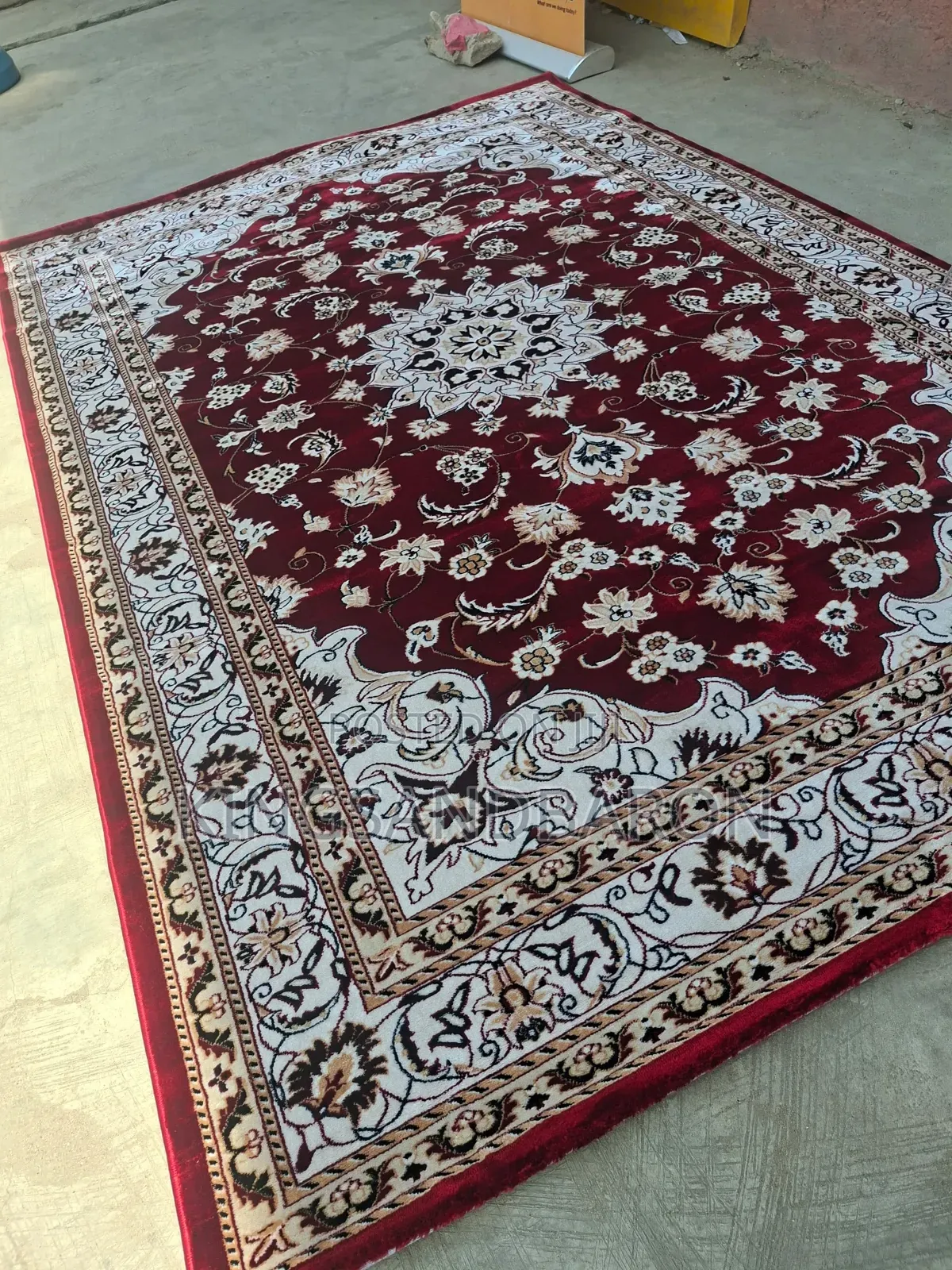 5x7/7x10fts Wine/Black/Cream Persian Belgium Center Rug